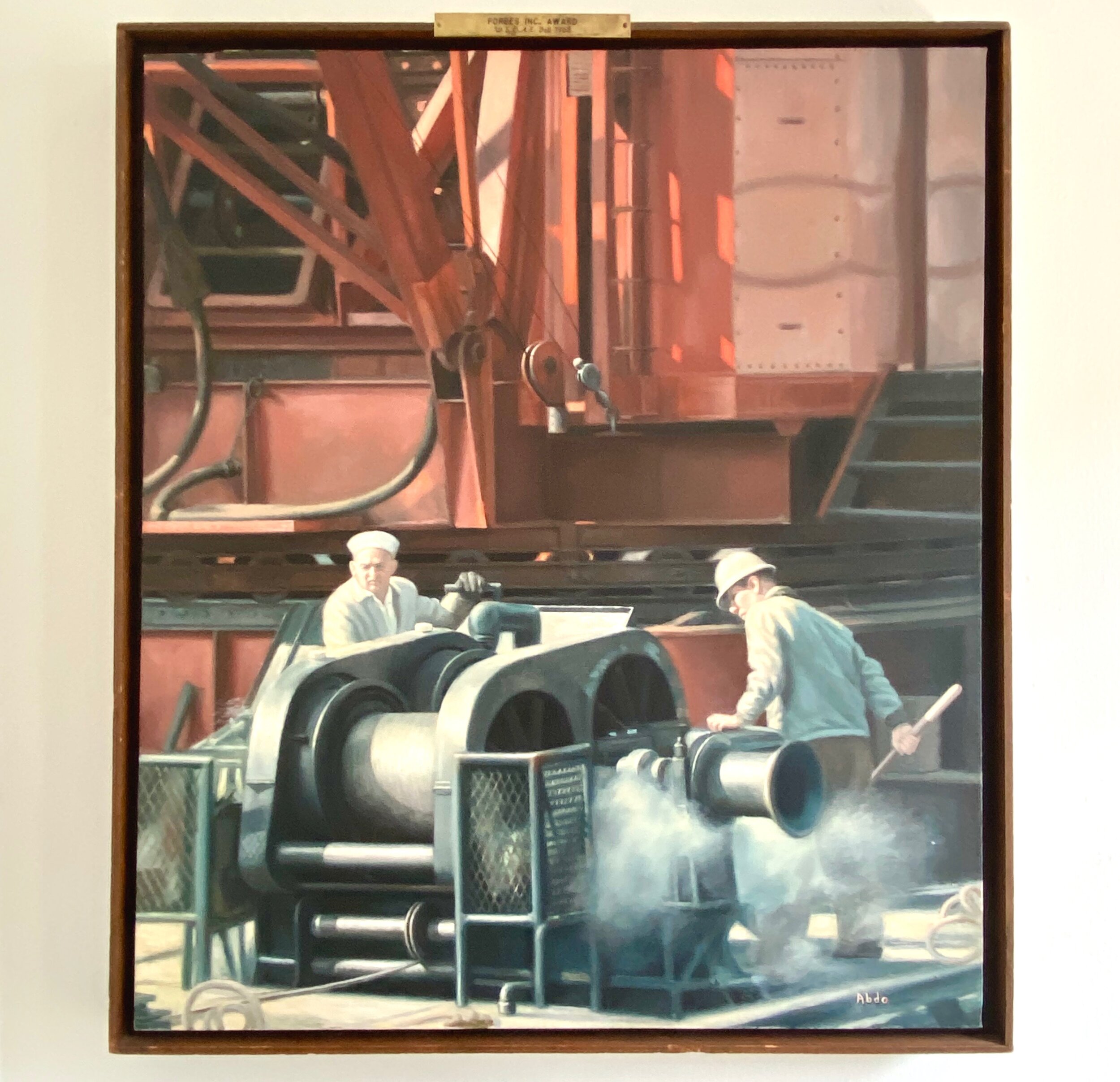 Factory workers oil painting