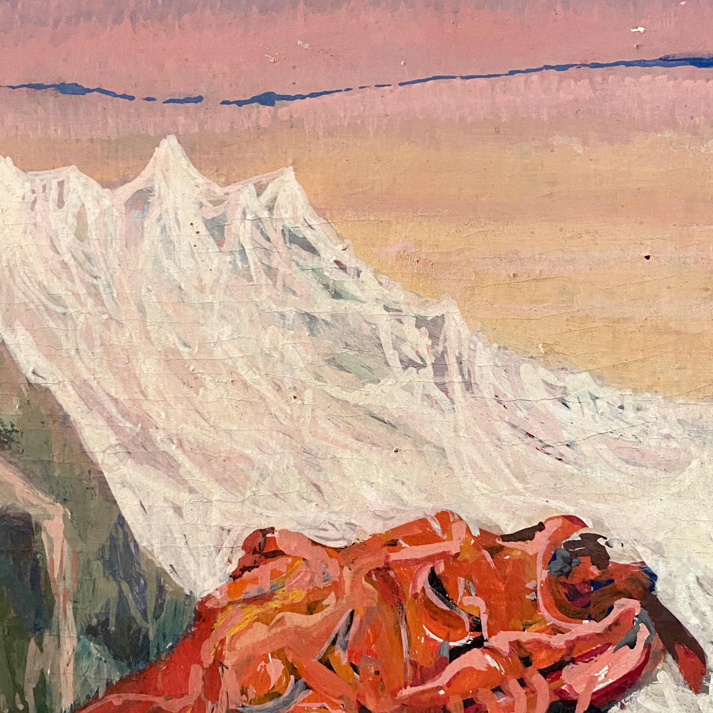 Norman Rubington oil painting expressionism landscape pink blue orange painting abstrac
