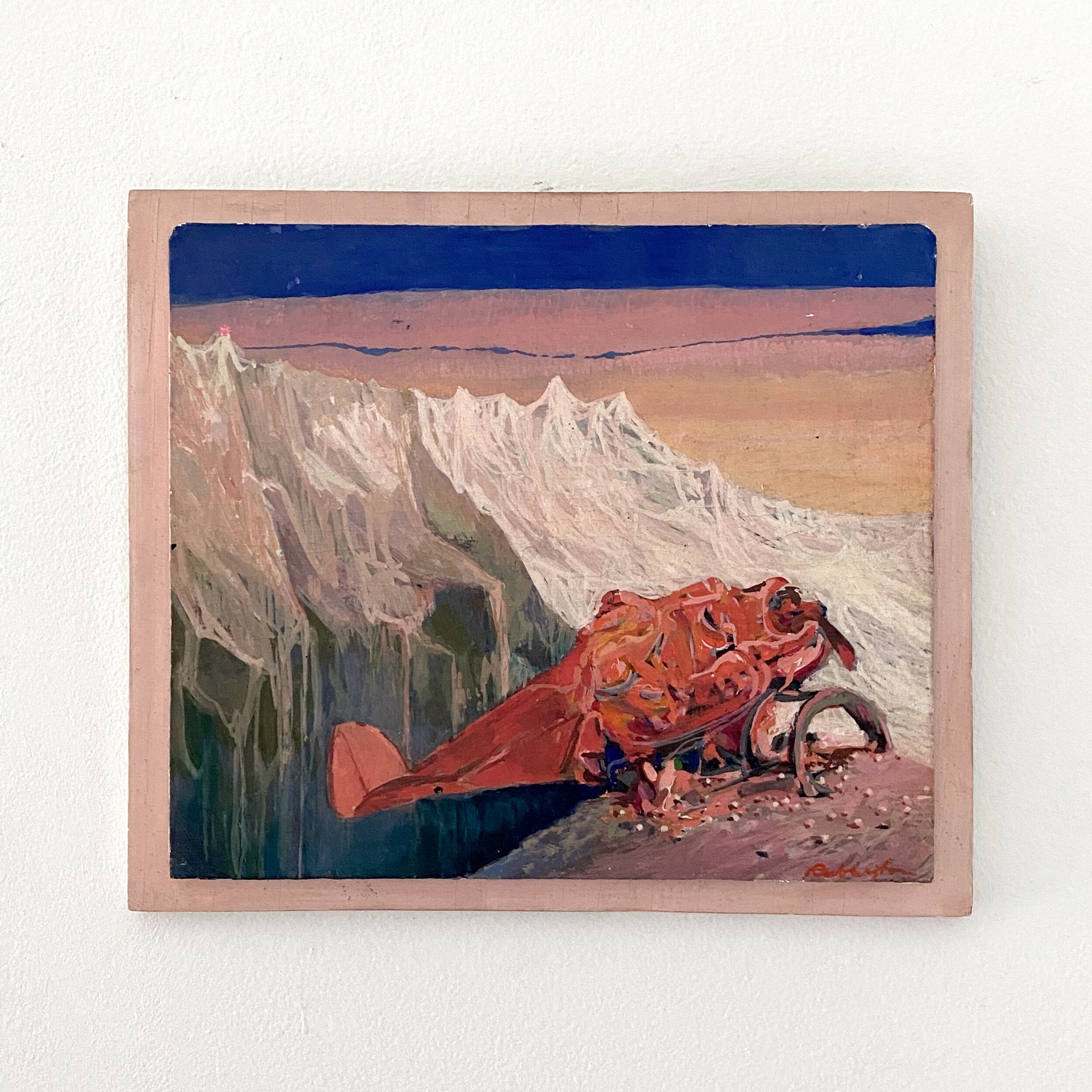 Norman Rubington oil painting expressionism landscape pink blue orange painting abstract