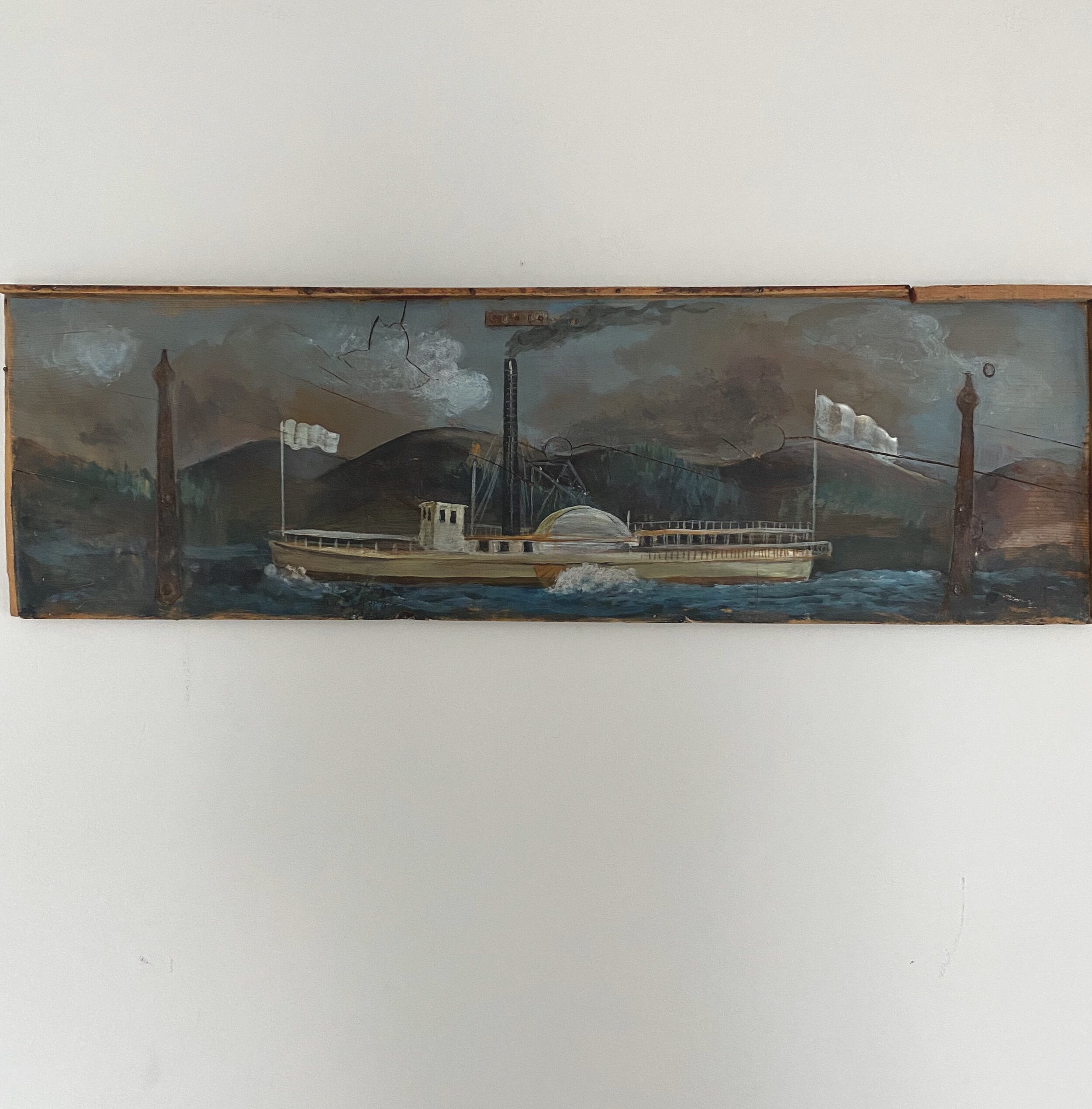 paddle wheel steamer folk art painting