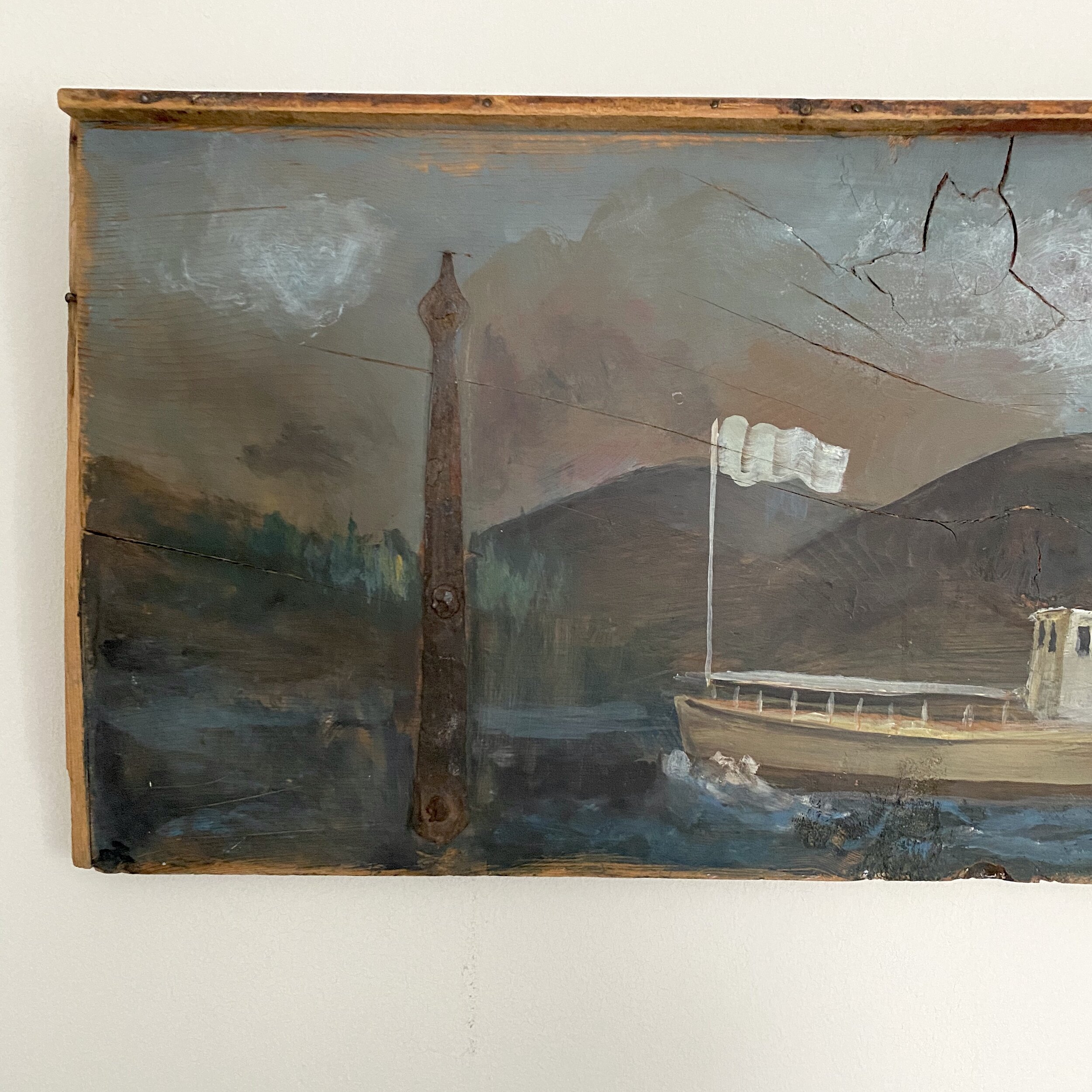paddle wheel steamer folk art painting