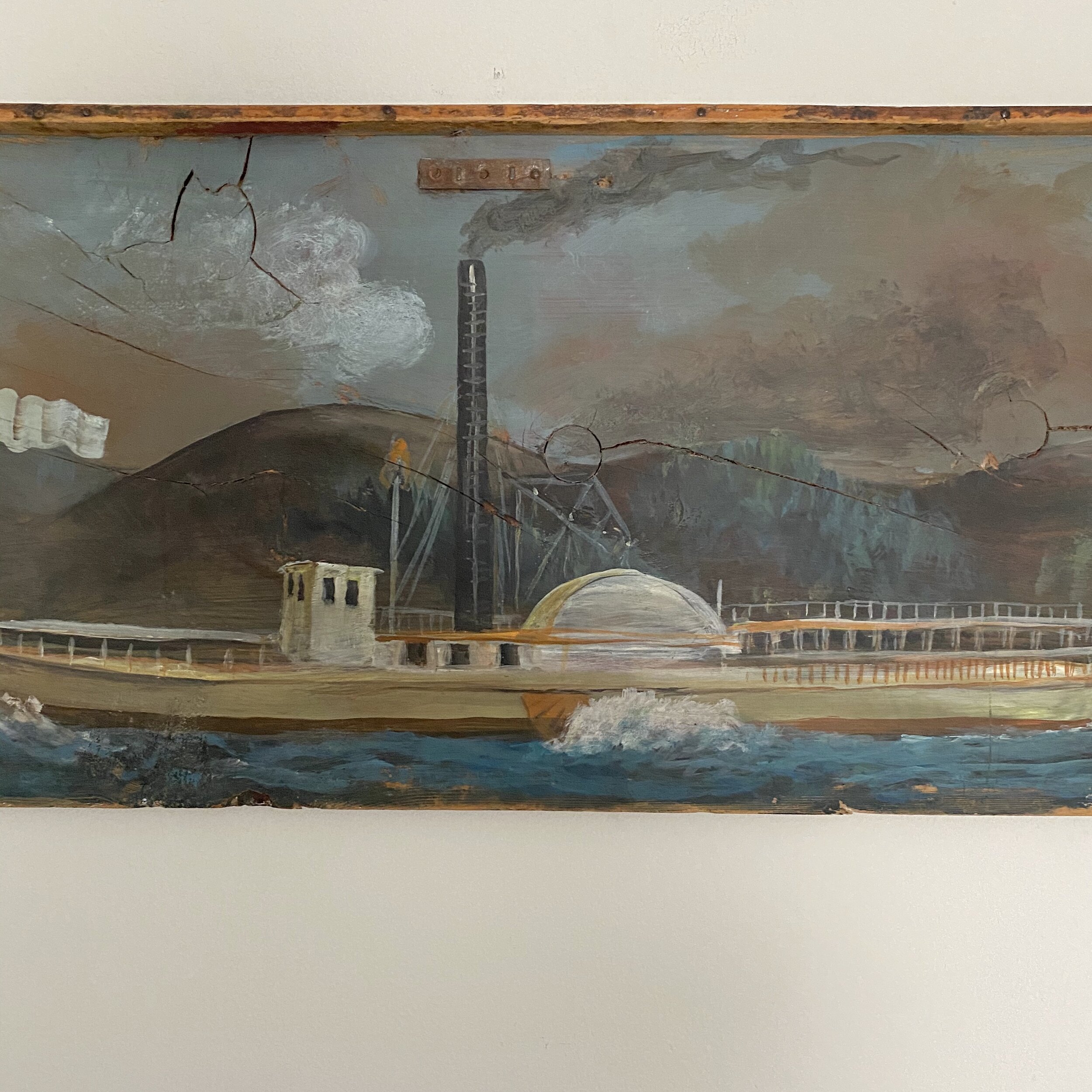 paddle wheel steamer folk art painting