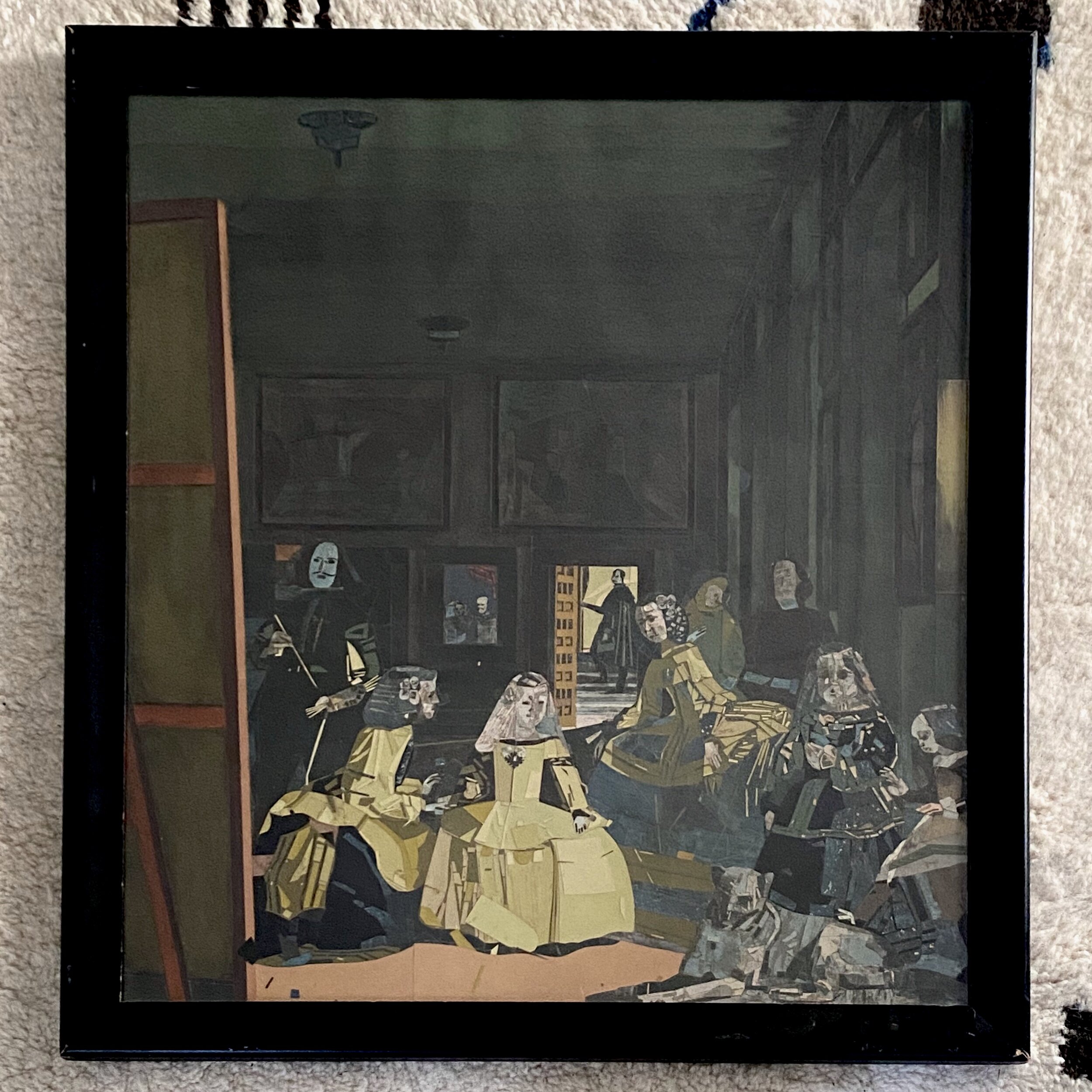 Large Framed Vintage Decoupage of Velázquez's Las Meninas El Greco Francis Bacon Pablo Picasso