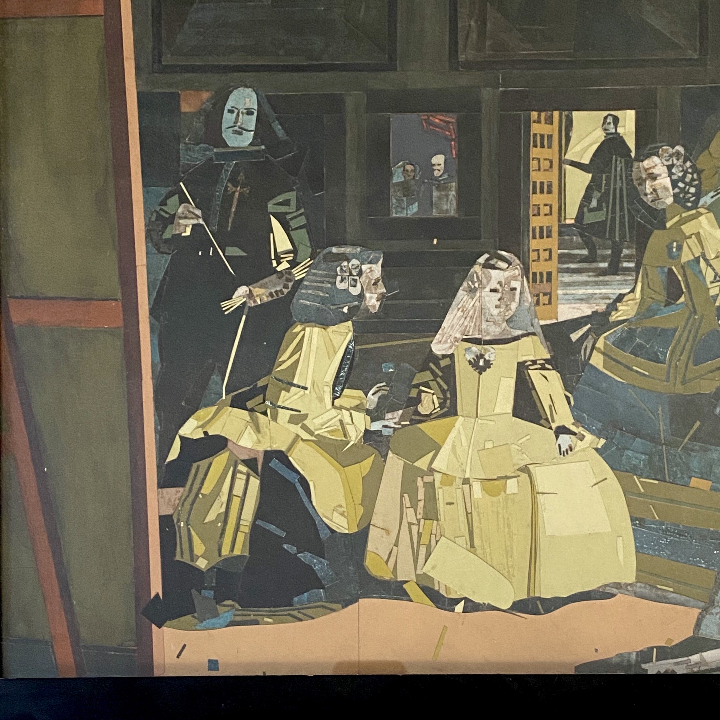 Large Framed Vintage Decoupage of Velázquez's Las Meninas El Greco Francis Bacon Pablo Picasso