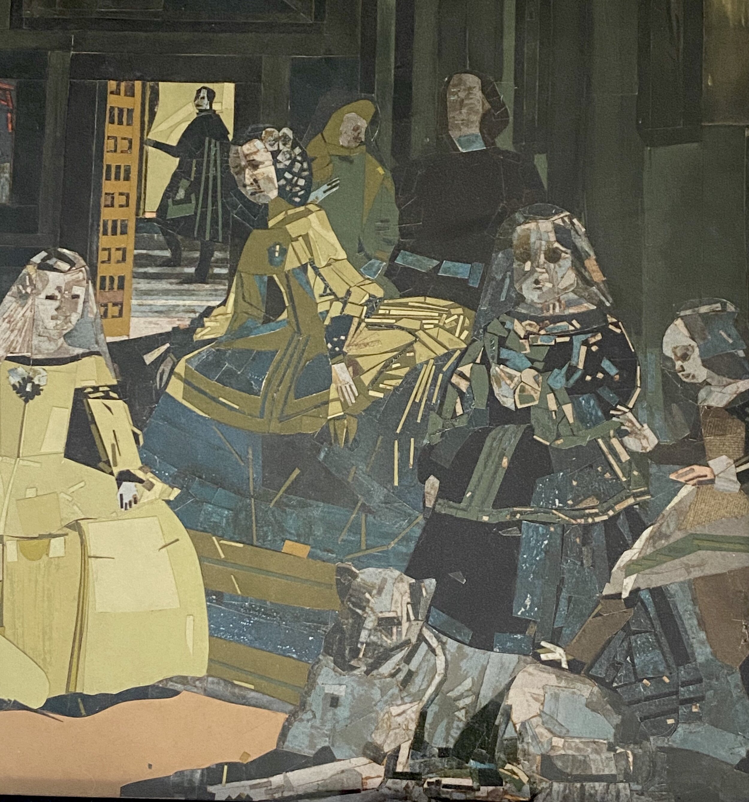 Large Framed Vintage Decoupage of Velázquez's Las Meninas El Greco Francis Bacon Pablo Picasso