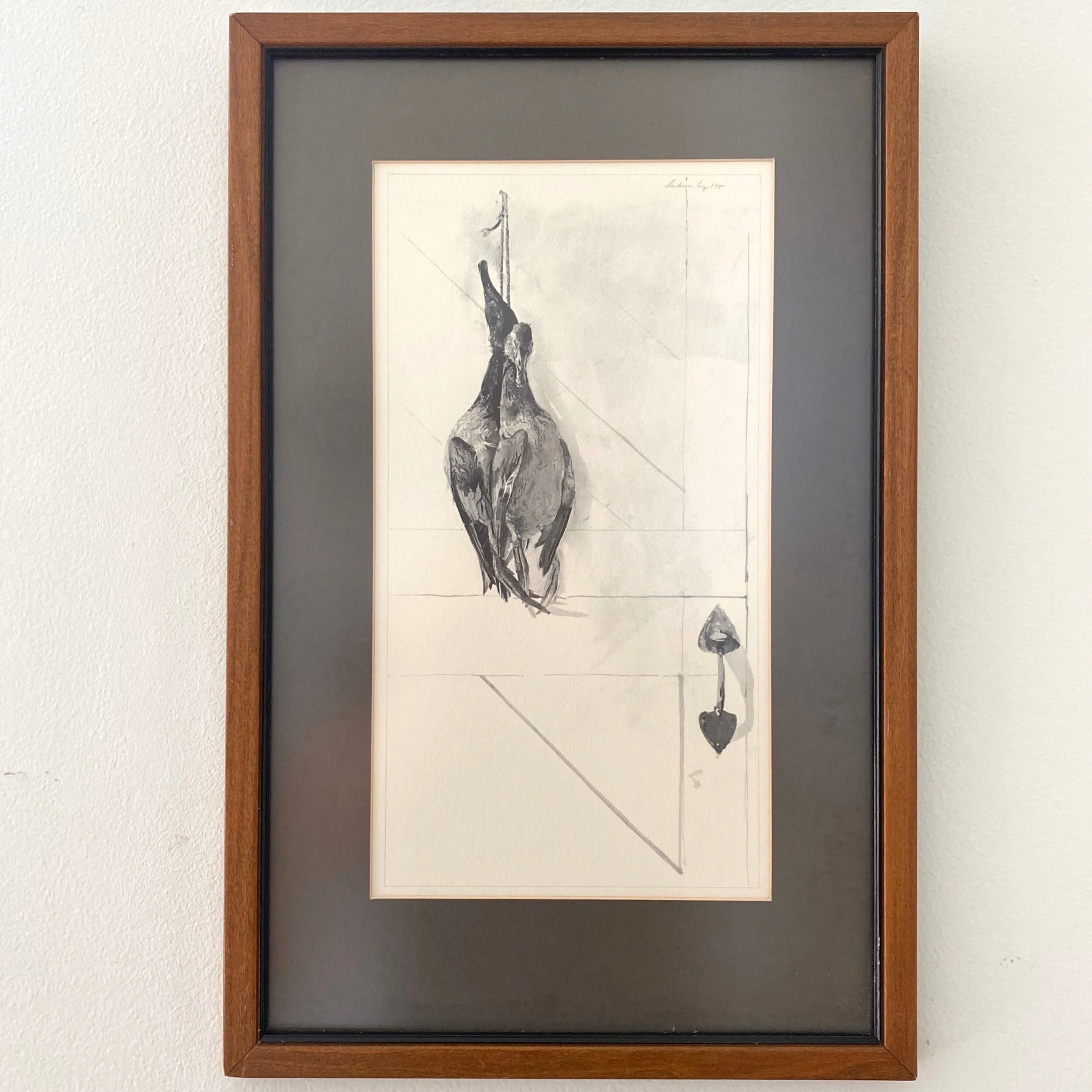 Signed Andrew Wyeth Duck Lithograph Hanging Ducks Door Lithograph Sketch Hand Drawing 