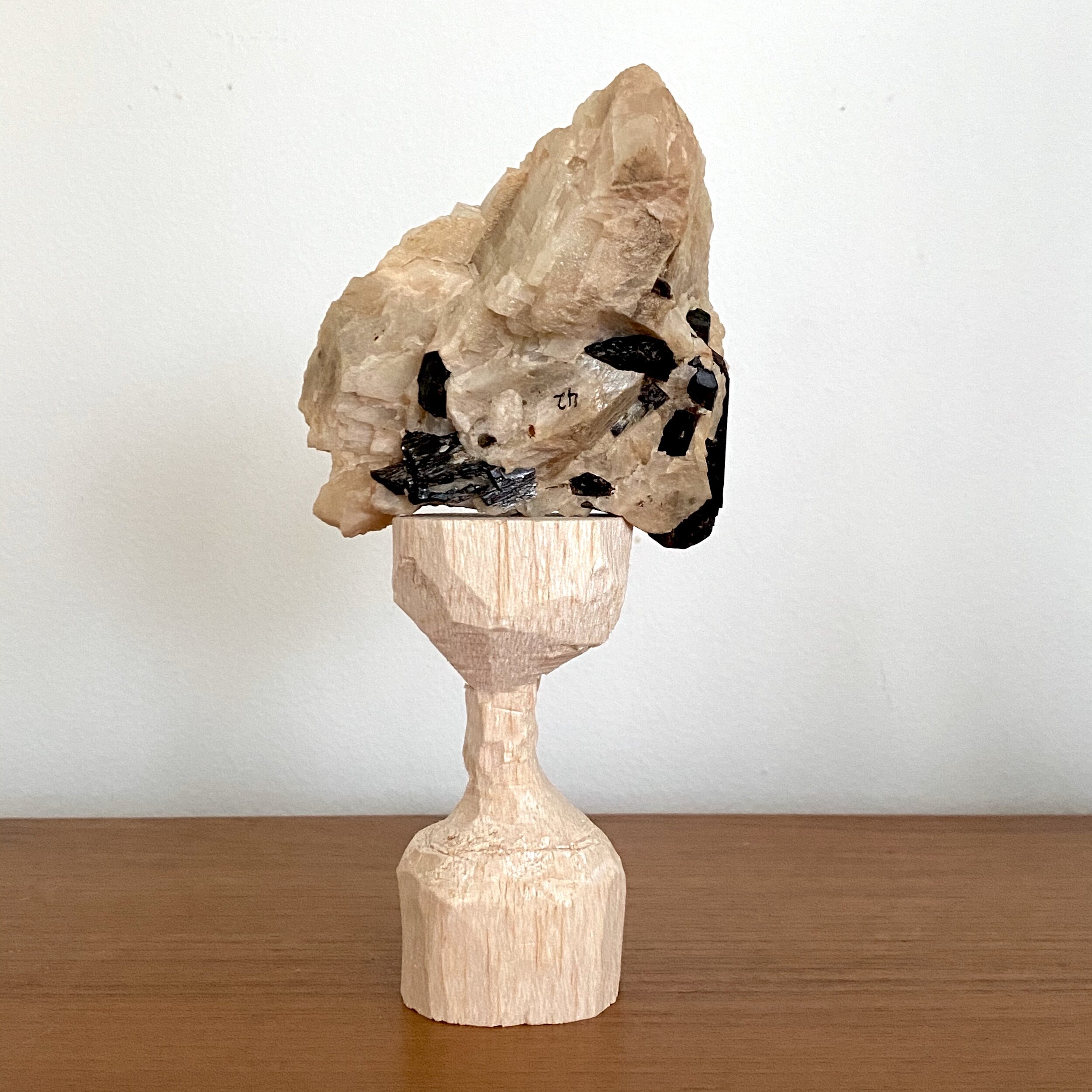 Mineral Tourmaline Specimen in Matrix Interior Design tablescape