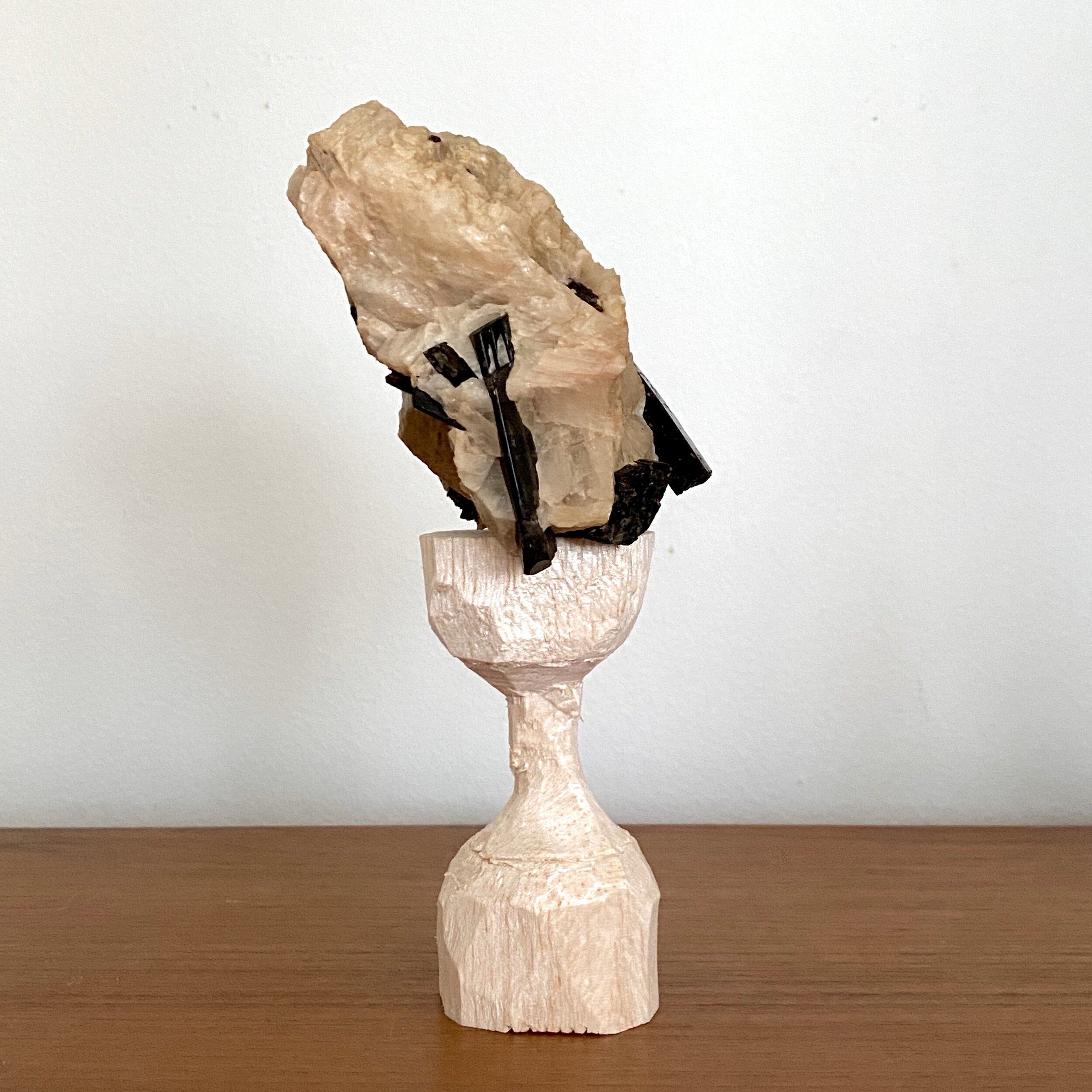 Mineral Tourmaline Specimen in Matrix Interior Design tablescape