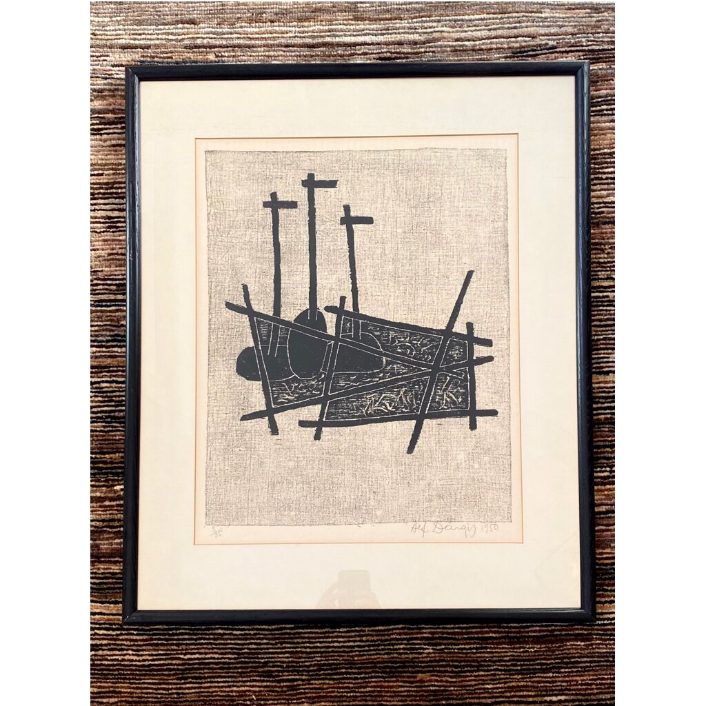 Alfonsas Dargis Framed Woodcut on Paper (Signed and Numbered)