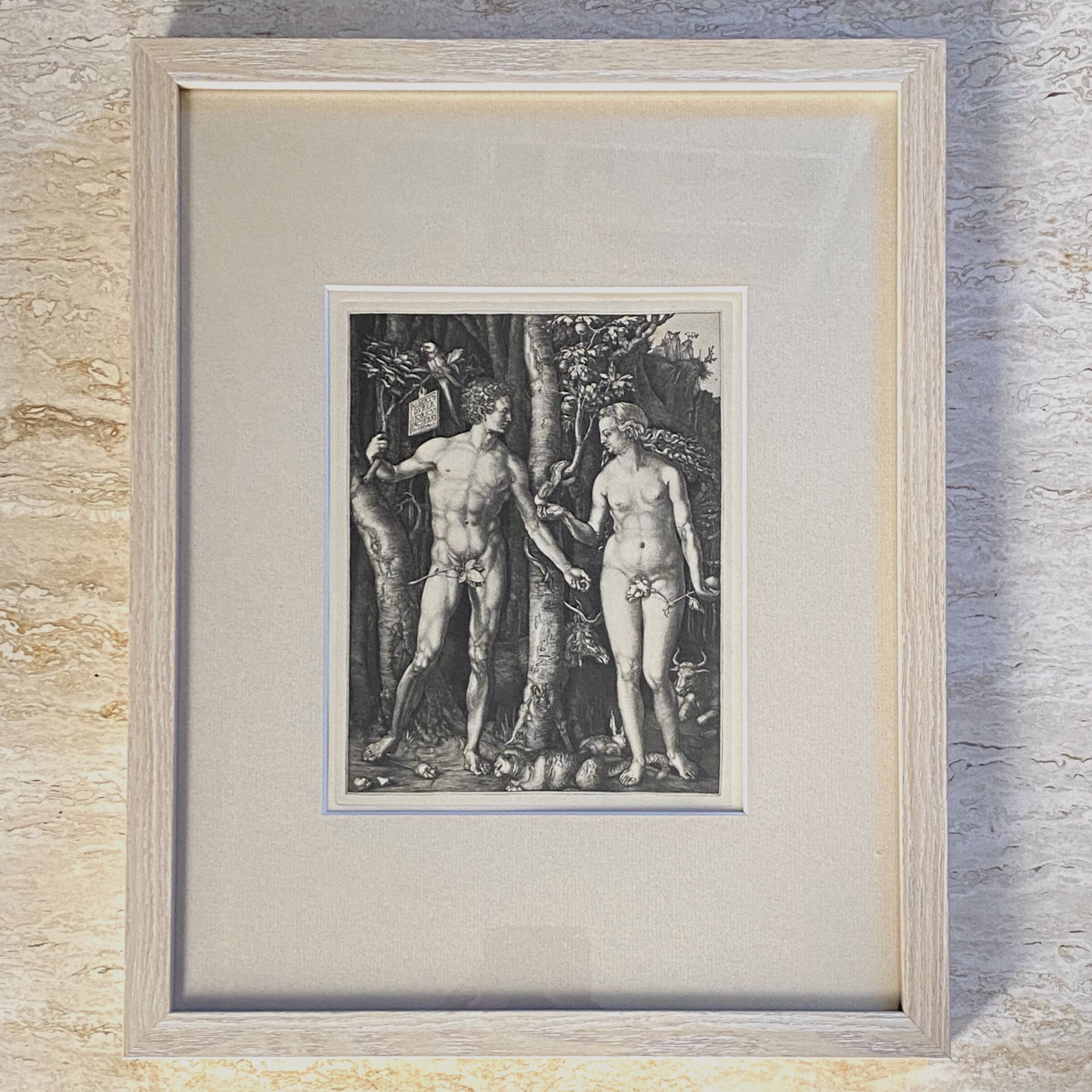 Albrecht Dürer Adam and Eve Late 19th Century Engraving (Framed)