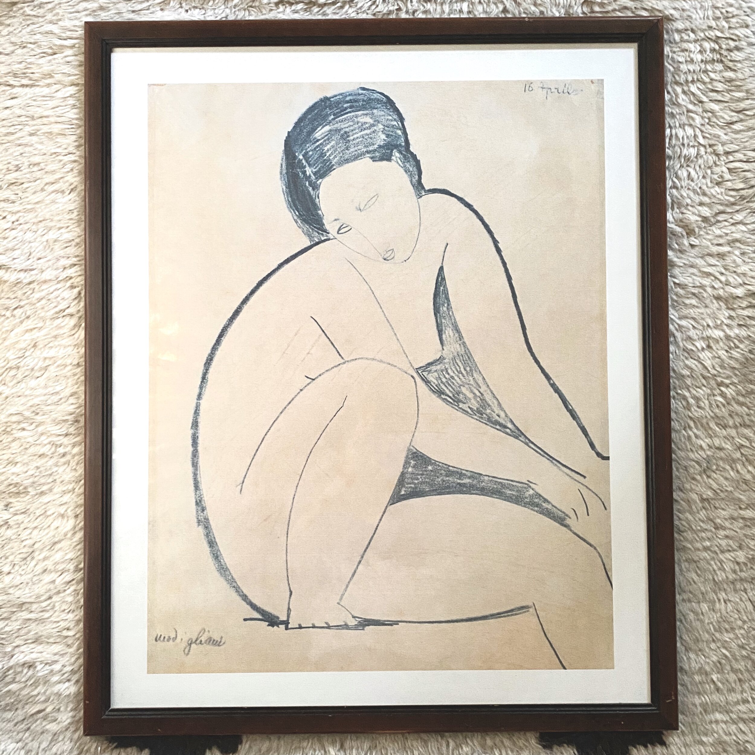 Vintage Modigliani Print of Seated Woman
