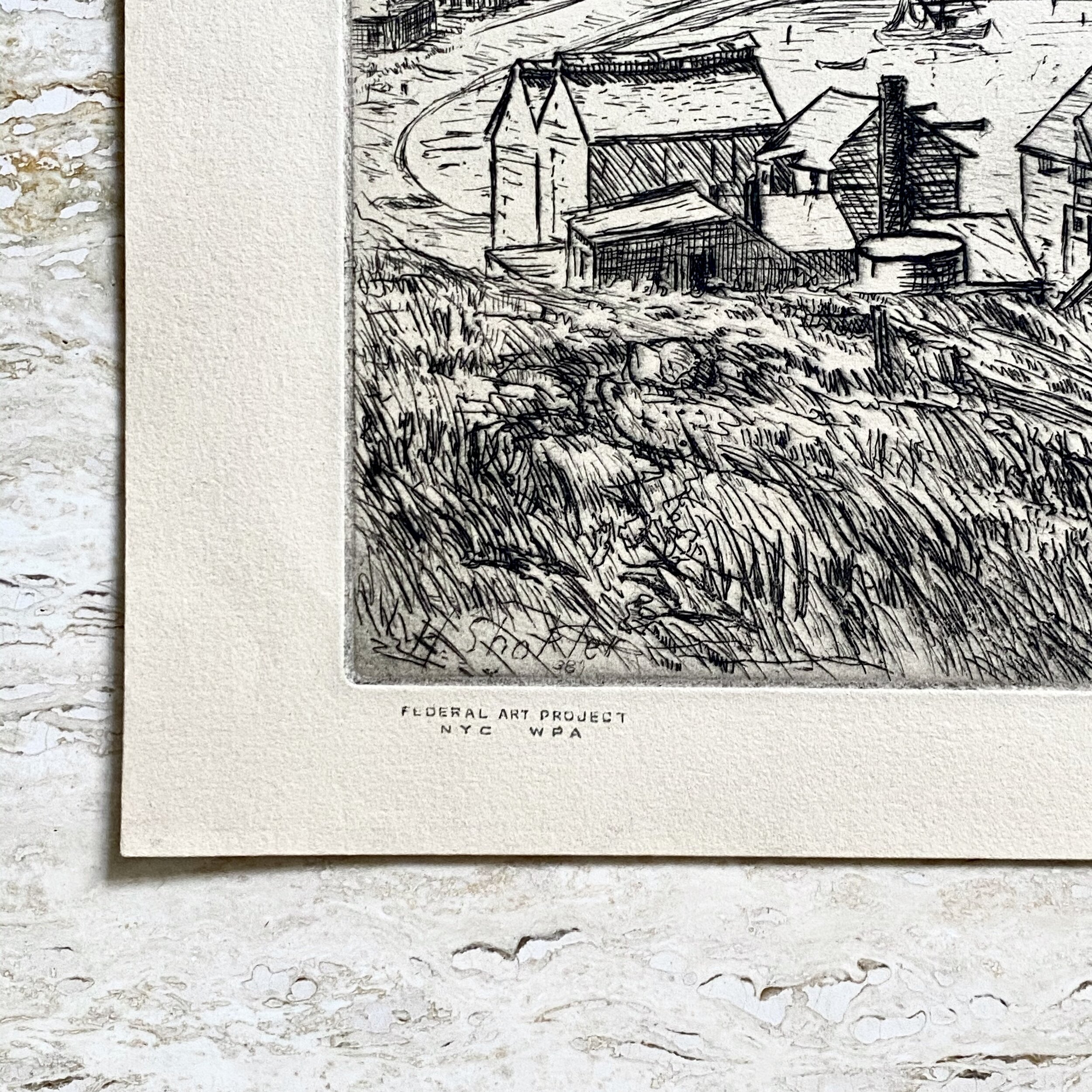 Harry Shokler - Fort Pond Bay, Mantauk, L.I. Signed Etching
