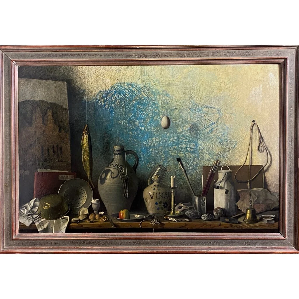 Robert Knaus - Still Life With Hanging Egg (Oil on Board)