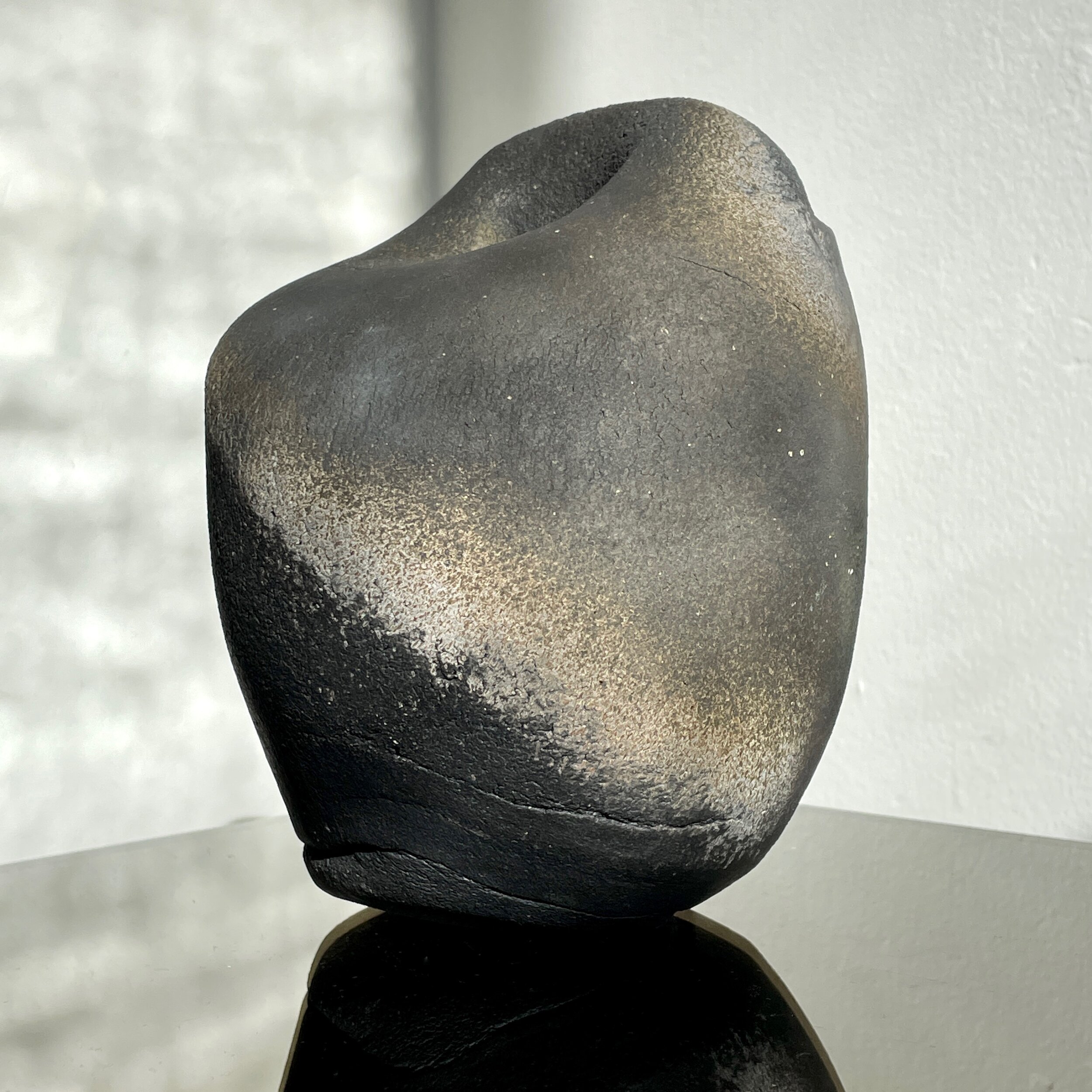 Vintage Biomorphic Raku Stoneware Vessel by Geraldine Shapiro (ca. 1970)