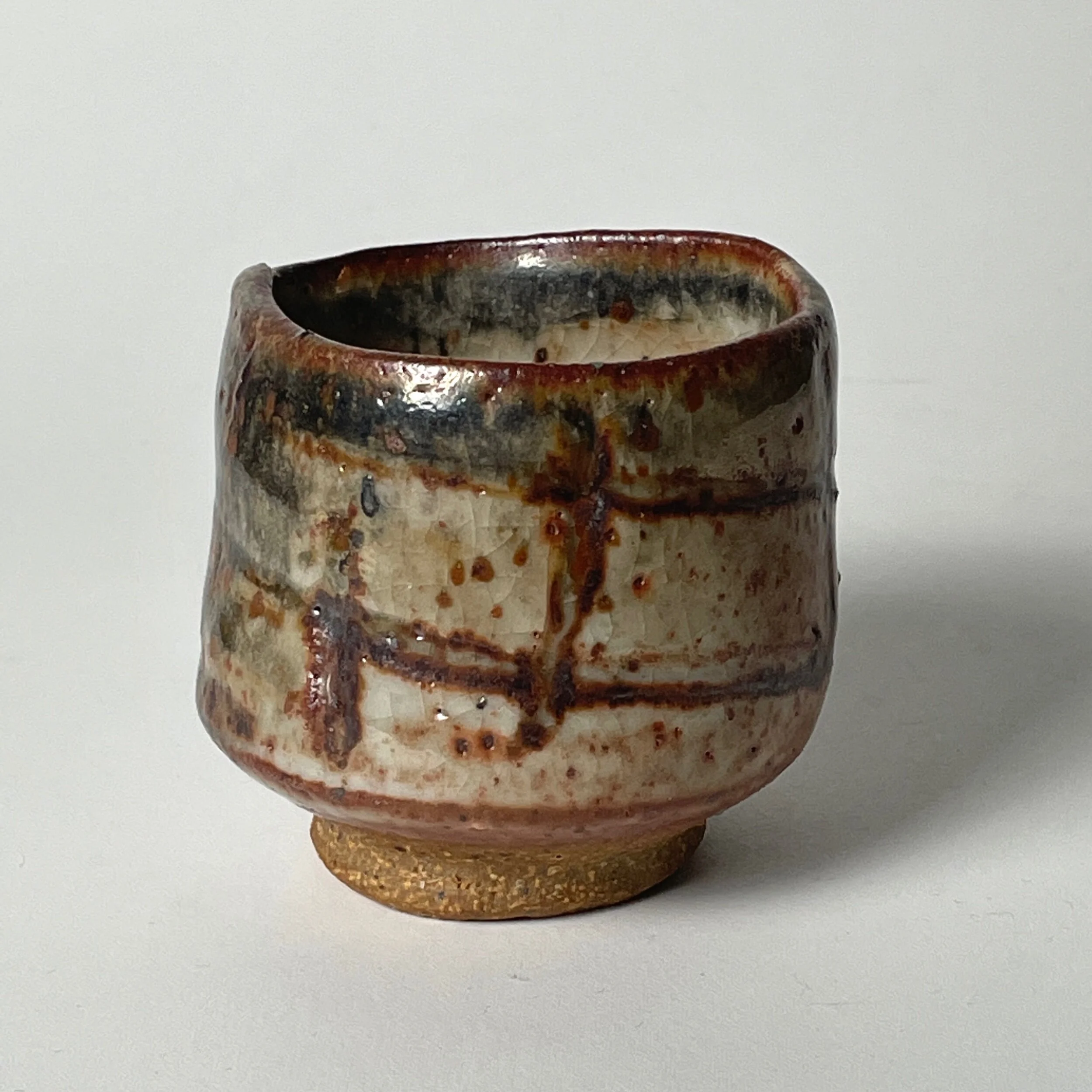 Vintage 1960s Japanese Copper Iridescent Shino Glazed Yunomi