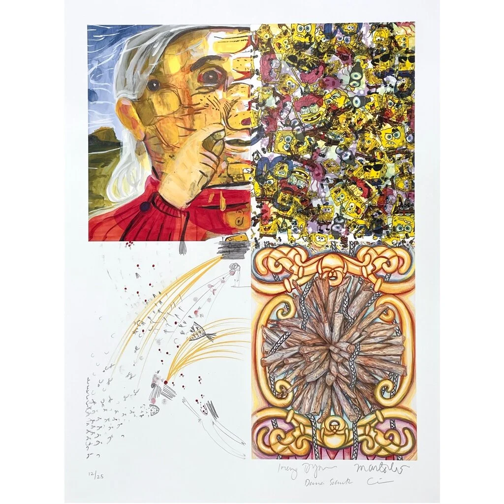 Dana Schutz, Larry Mantello, Lorenzo de Los Angeles and Mika Rottenberg - Exquisite Corpse Print No. 4, Signed (2006)