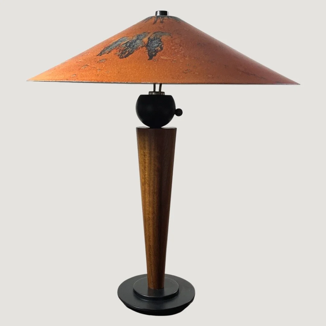 Postmodern Memphis Style Wood and Metal Decorator’s Lamp