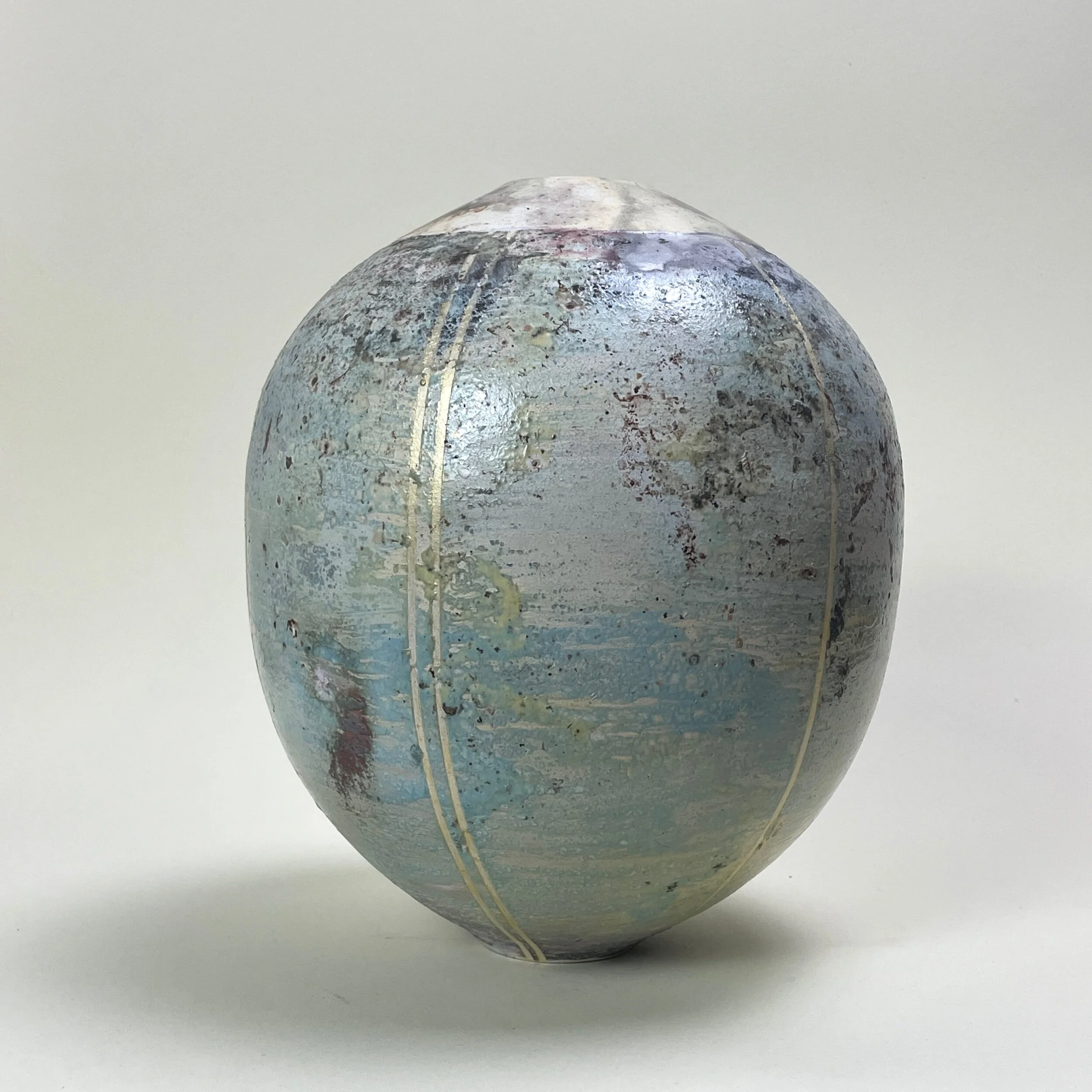 Abstract Raku Fired Ceramic Seed Pot