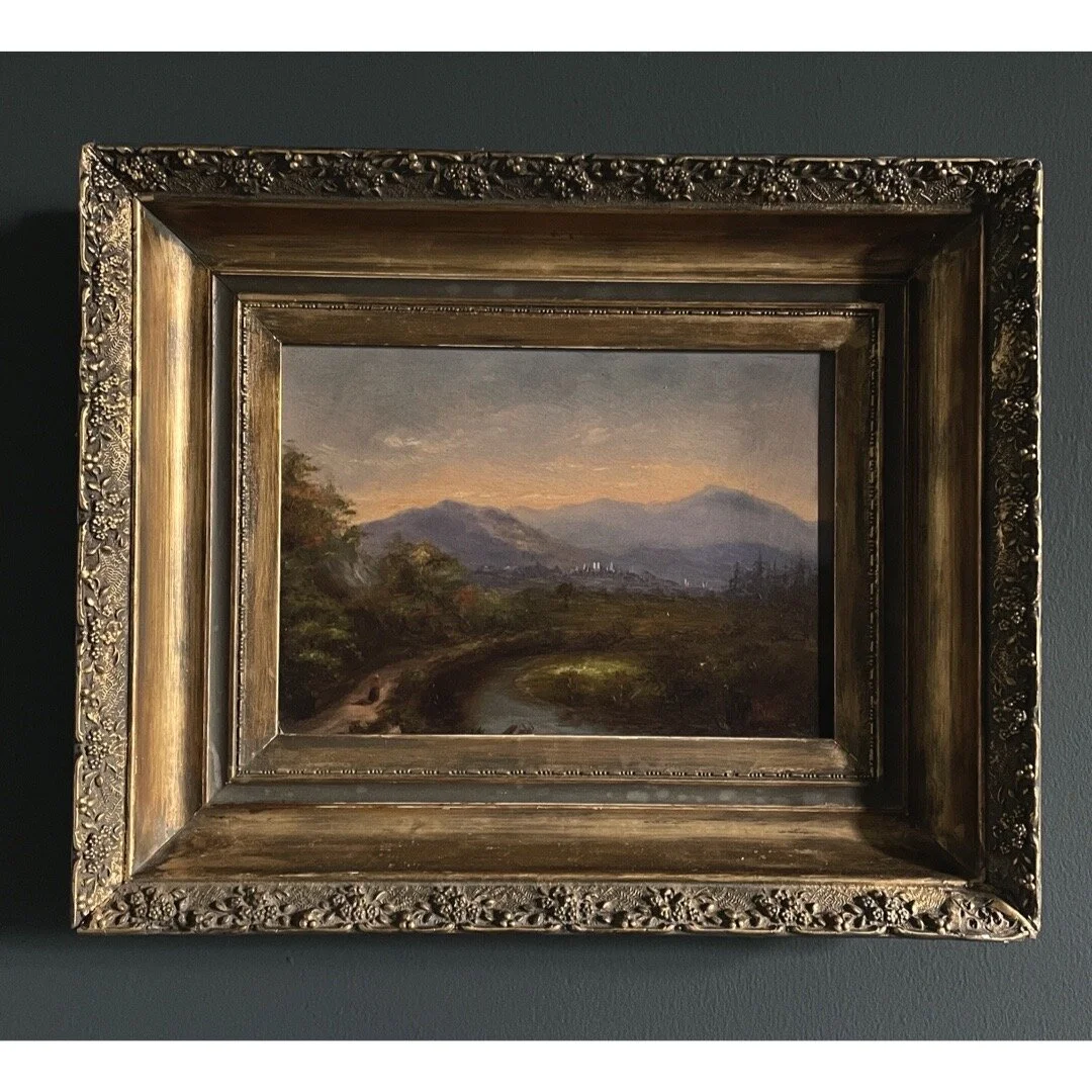 19th Century Continental Landscape in Coved Burnished Frame