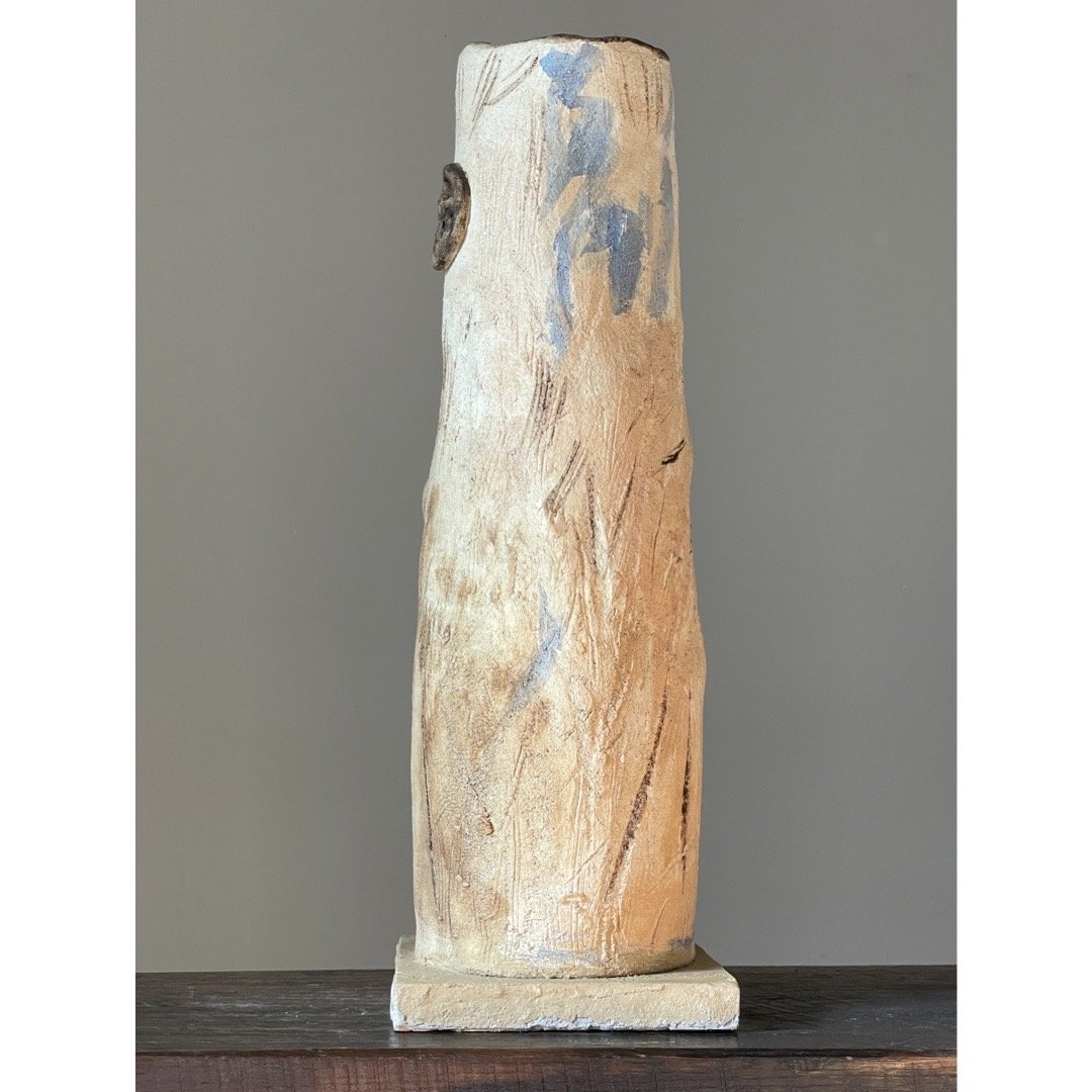 Raymonde Desabres Abstract Biomorphic Polychrome Ceramic Vessel