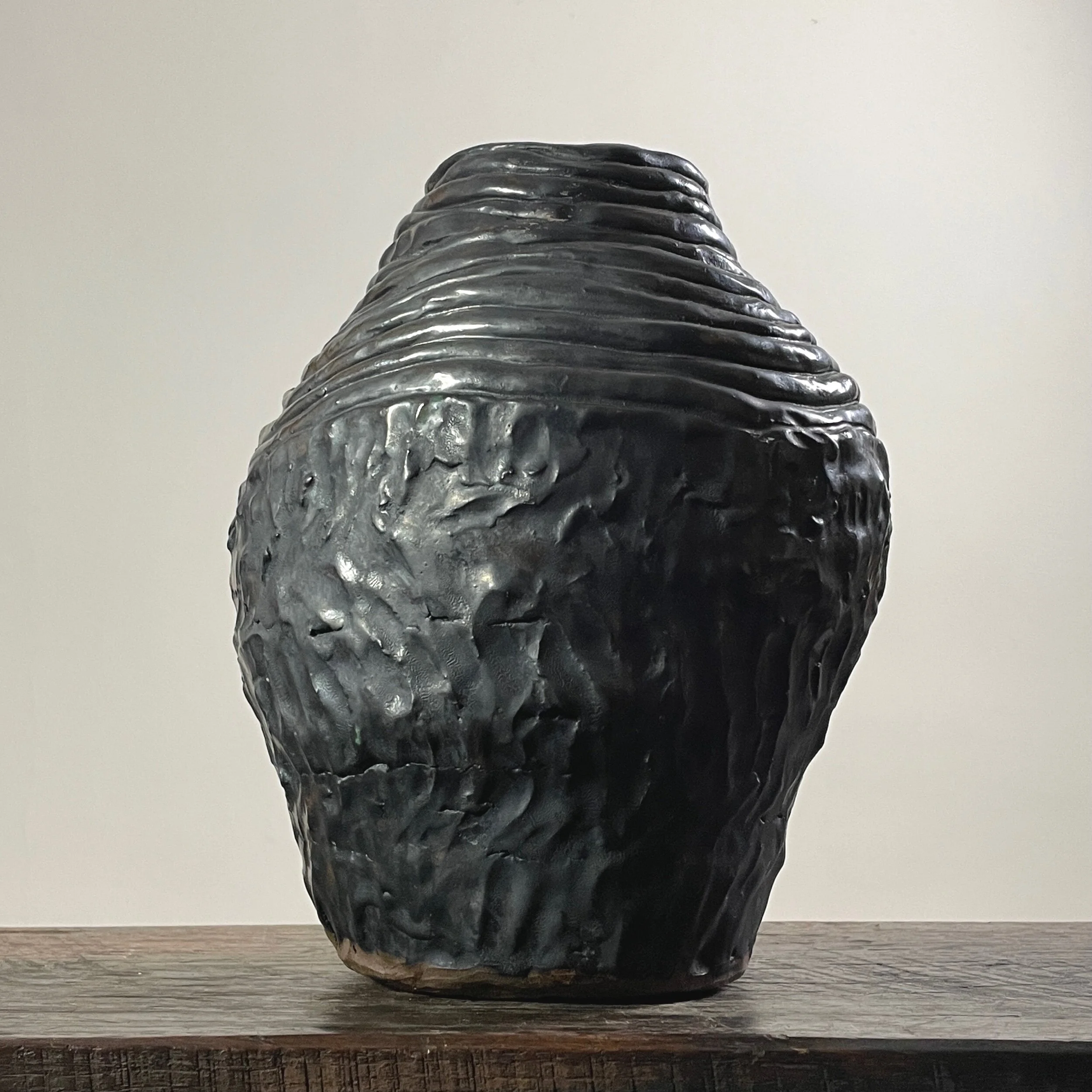 Raymonde Desabres (French, 1925-2020) Abstract Modern Hand Built Coiled Ceramic Vase, Signed