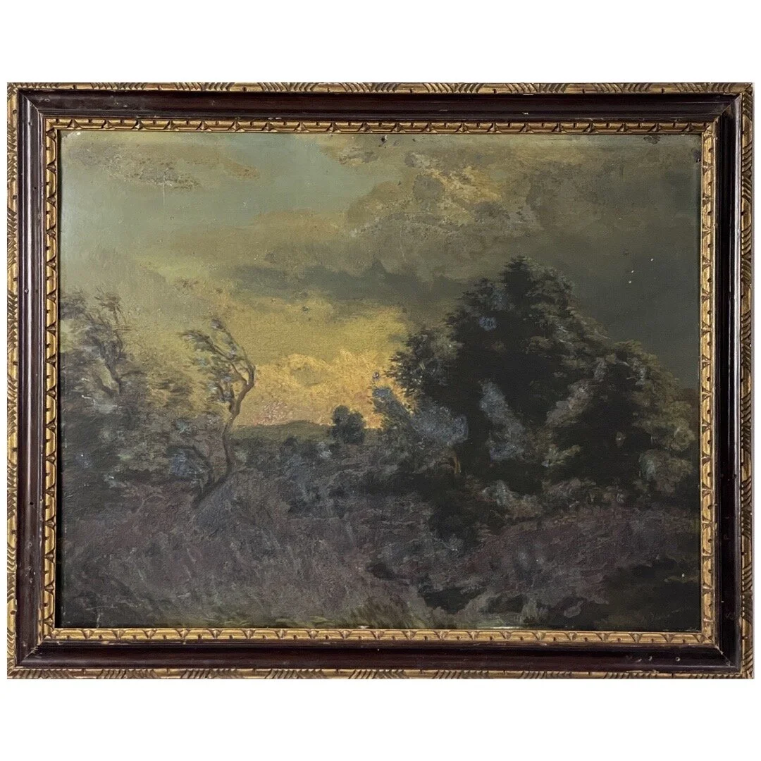 Early 20th Century Continental Landscape Oil on Tin, Signed