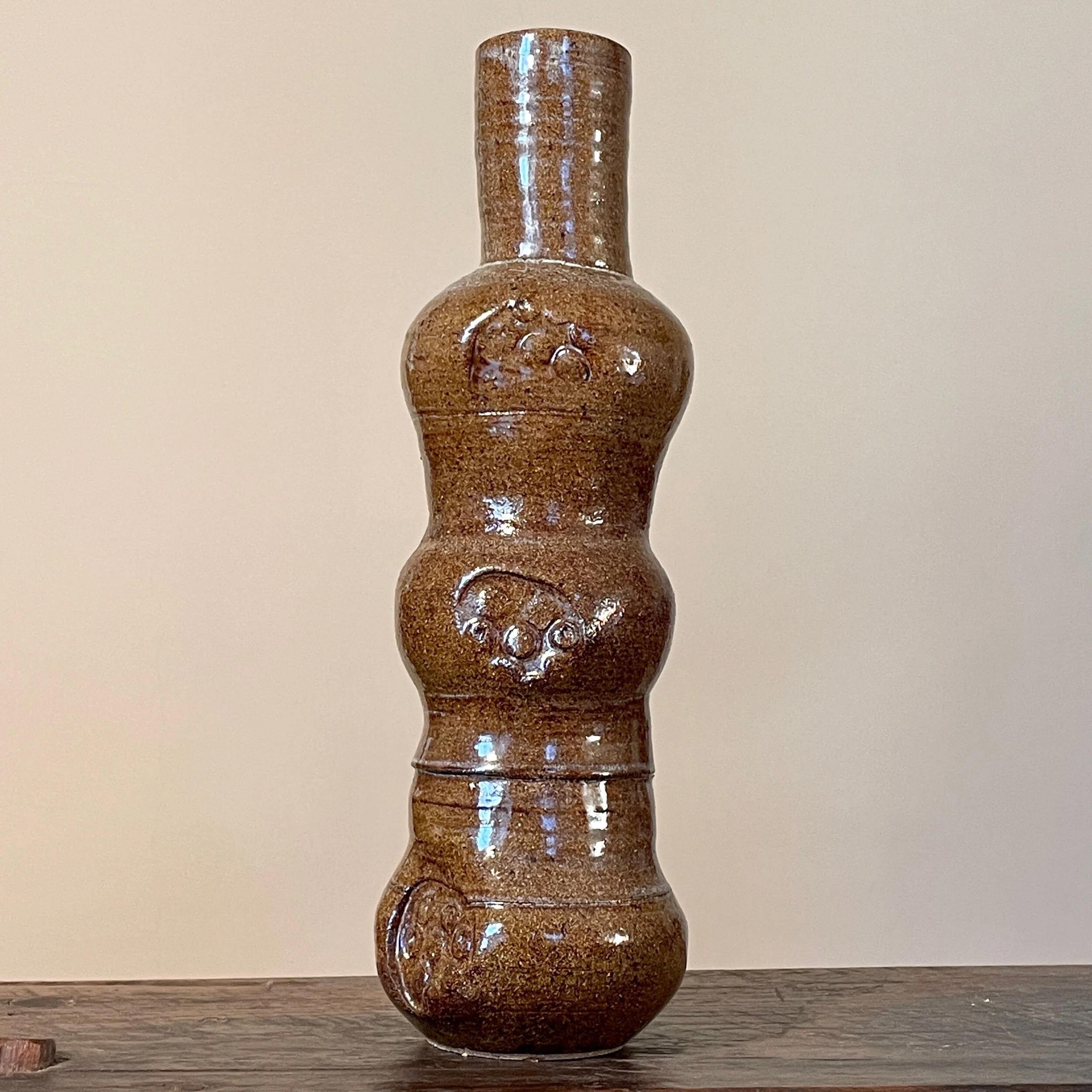 Geraldine Shapiro - Vintage Postmodernist Bulbous Speckle Glazed Vase, Signed