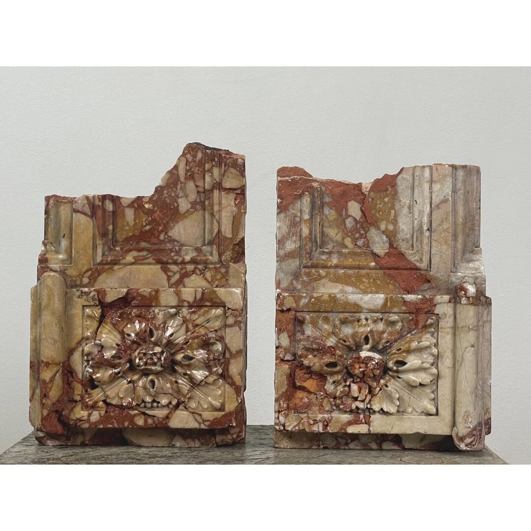 18th Century Antique Italian Marble Remnant Bookends