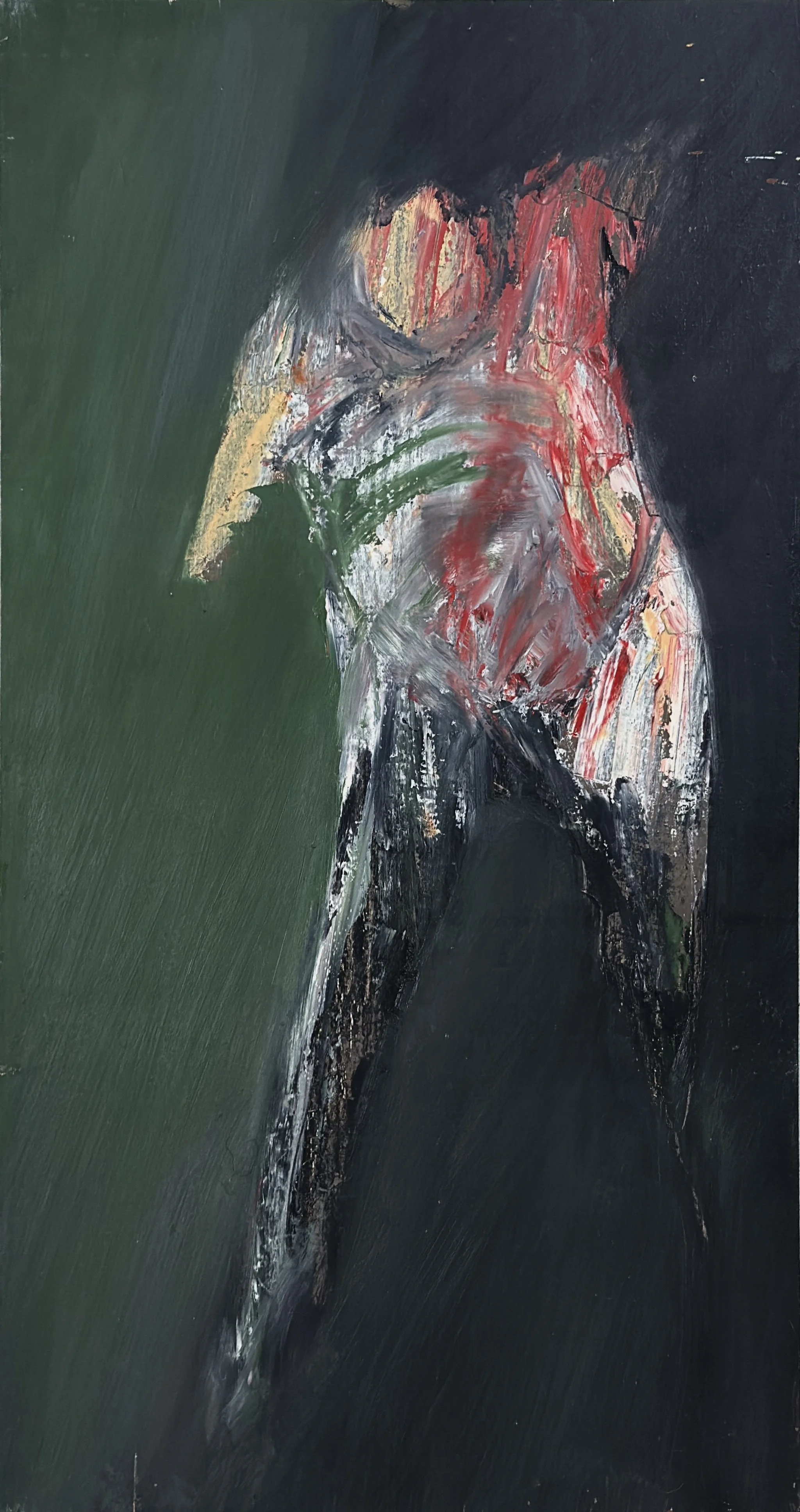 Detail of Norman Rubington abstract expressionist figurative study, oil on board