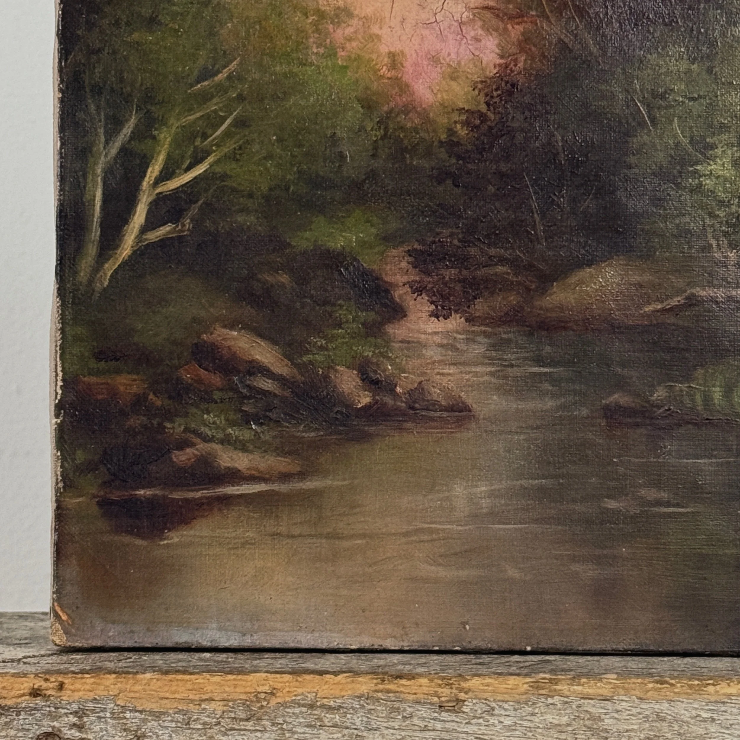 Hudson River School sunset river landscape, oil on canvas, 19th century