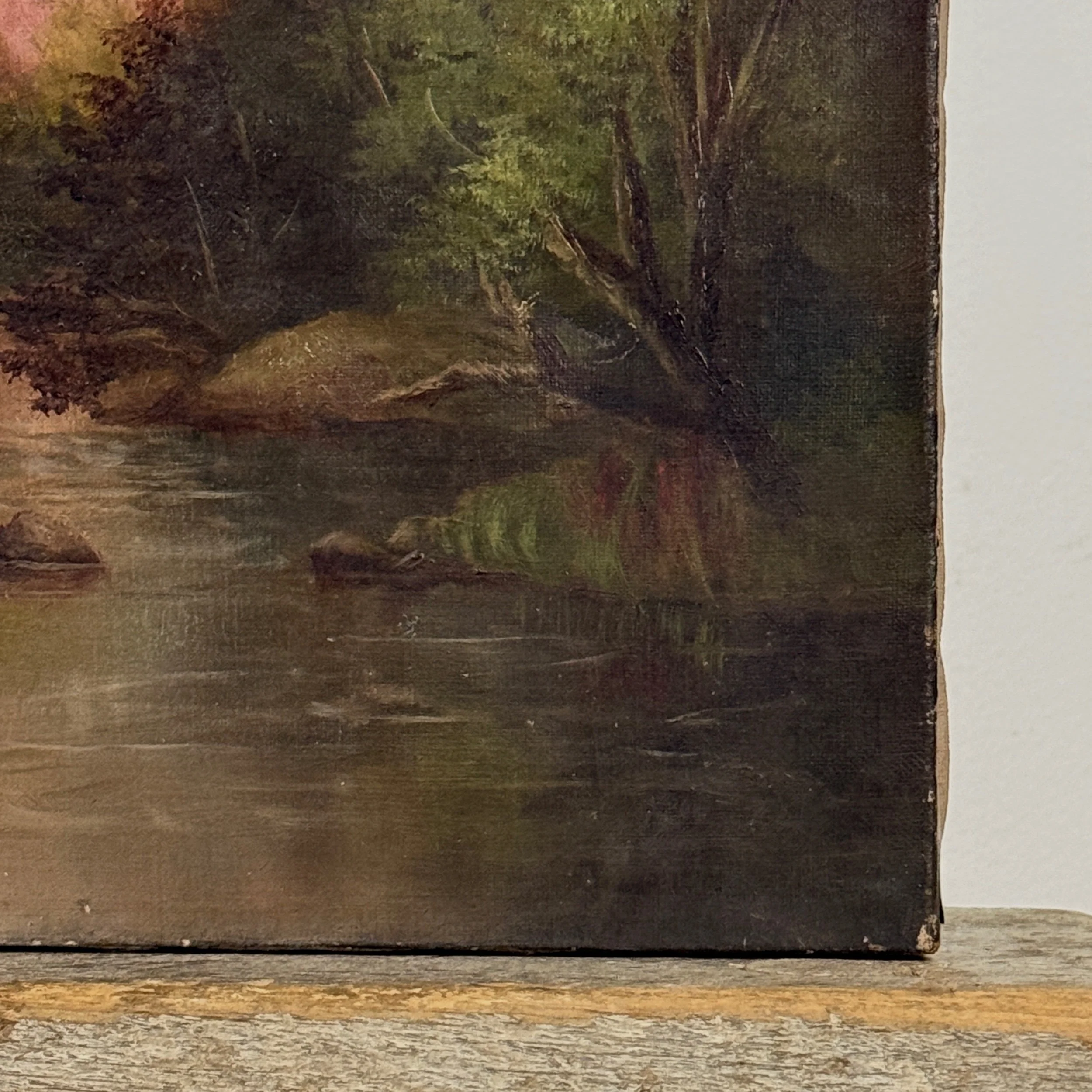 Hudson River School sunset river landscape, oil on canvas, 19th century