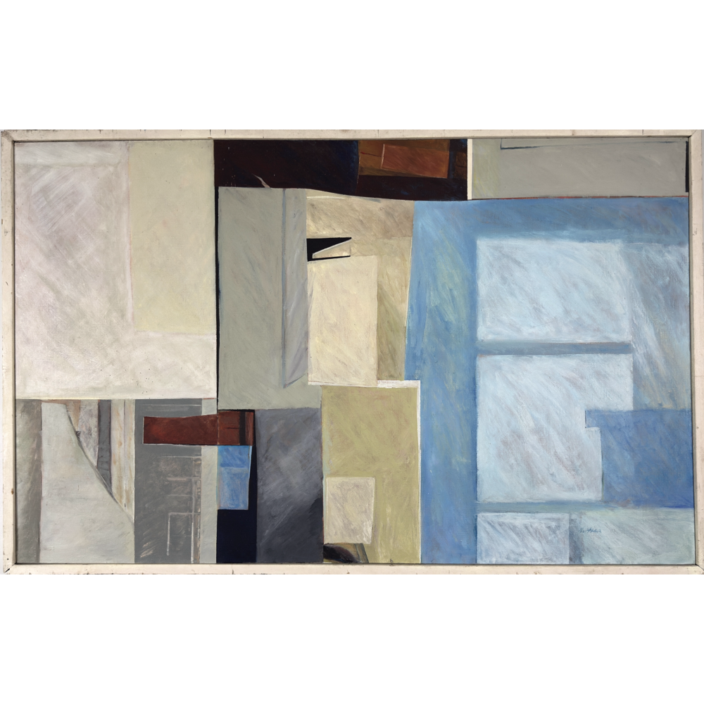 Monumental abstract modernist geometric study, signed Kaffler, oil on canvas