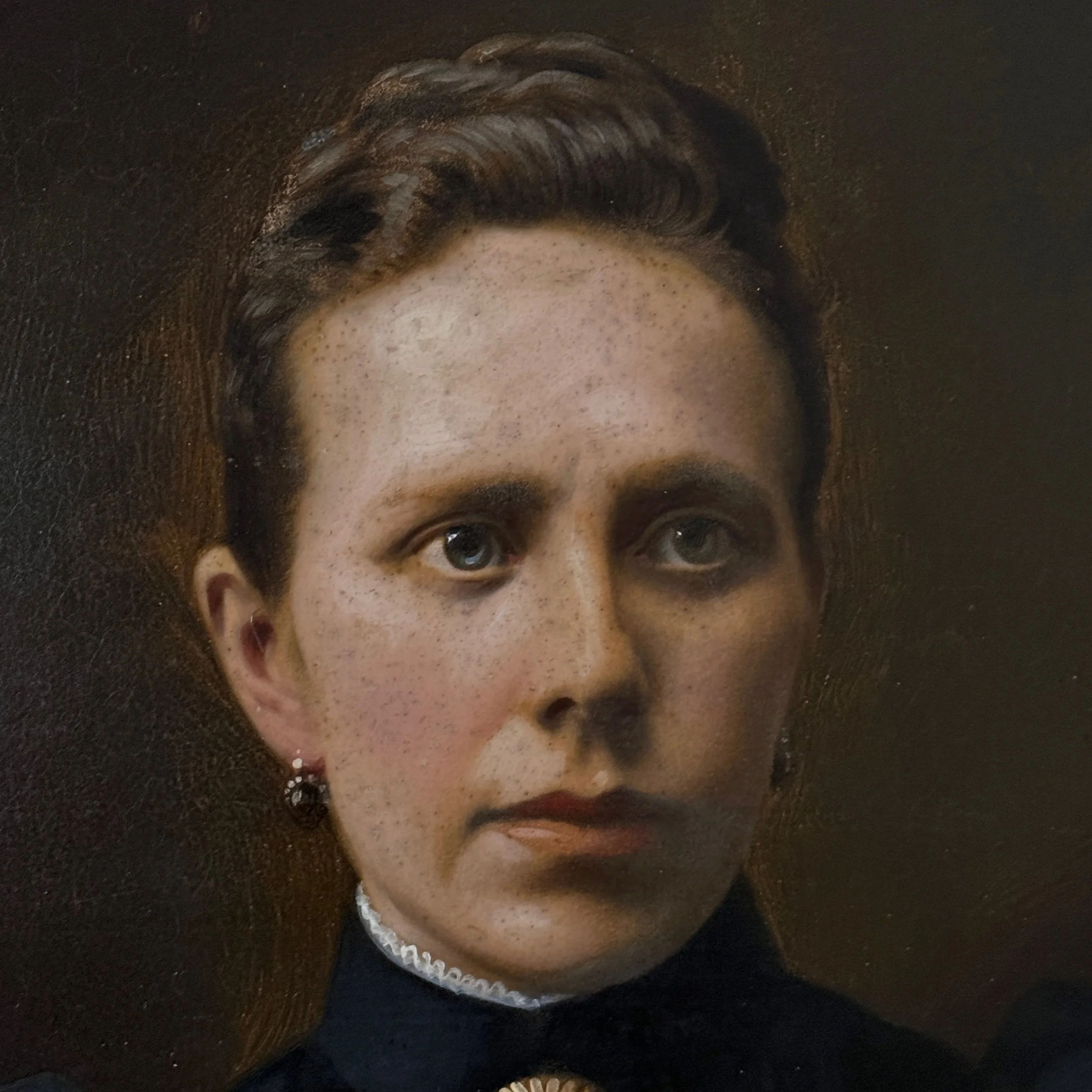 Antique Victorian British School portrait of a woman, oil on board