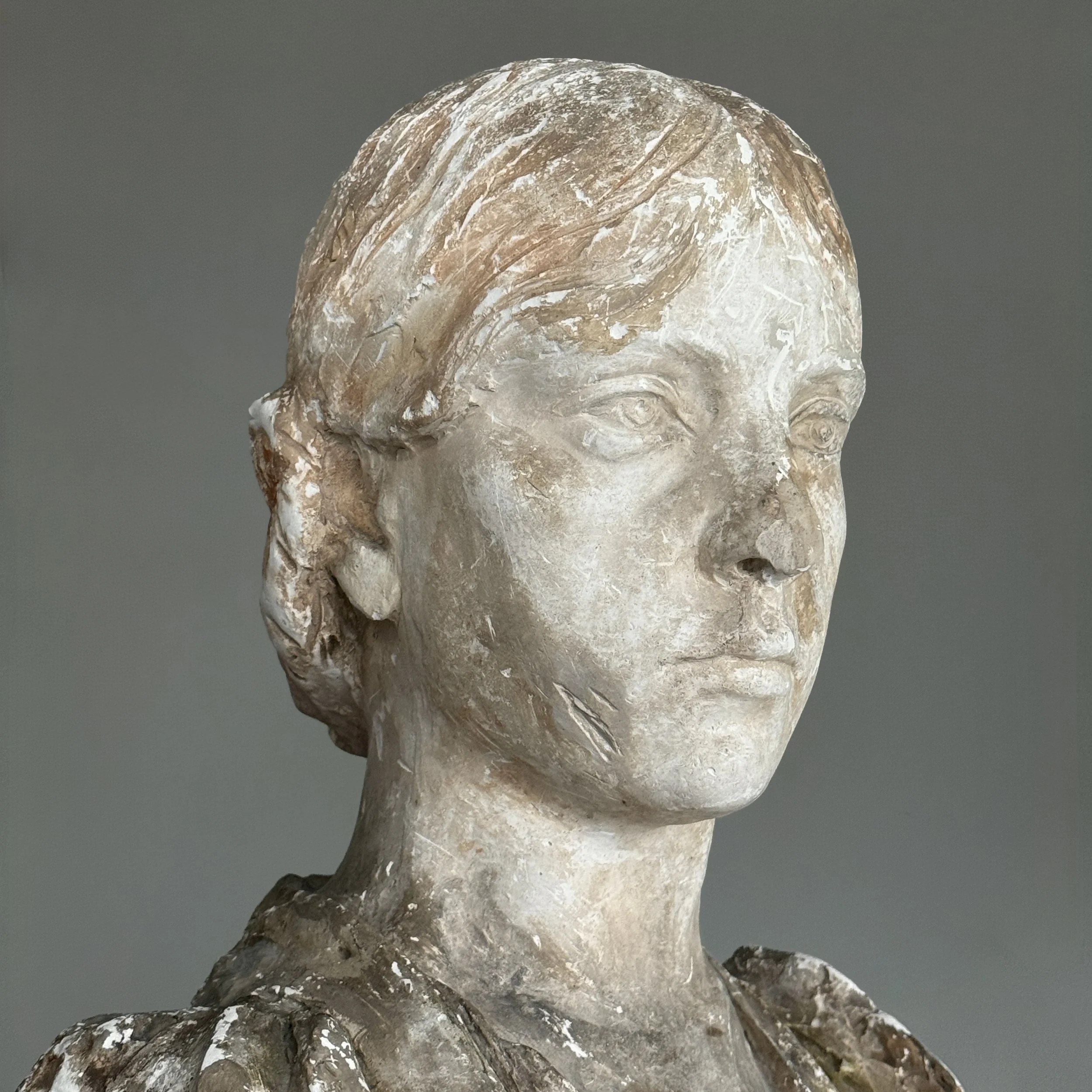 Detail of bust’s face showing small chip on the nose