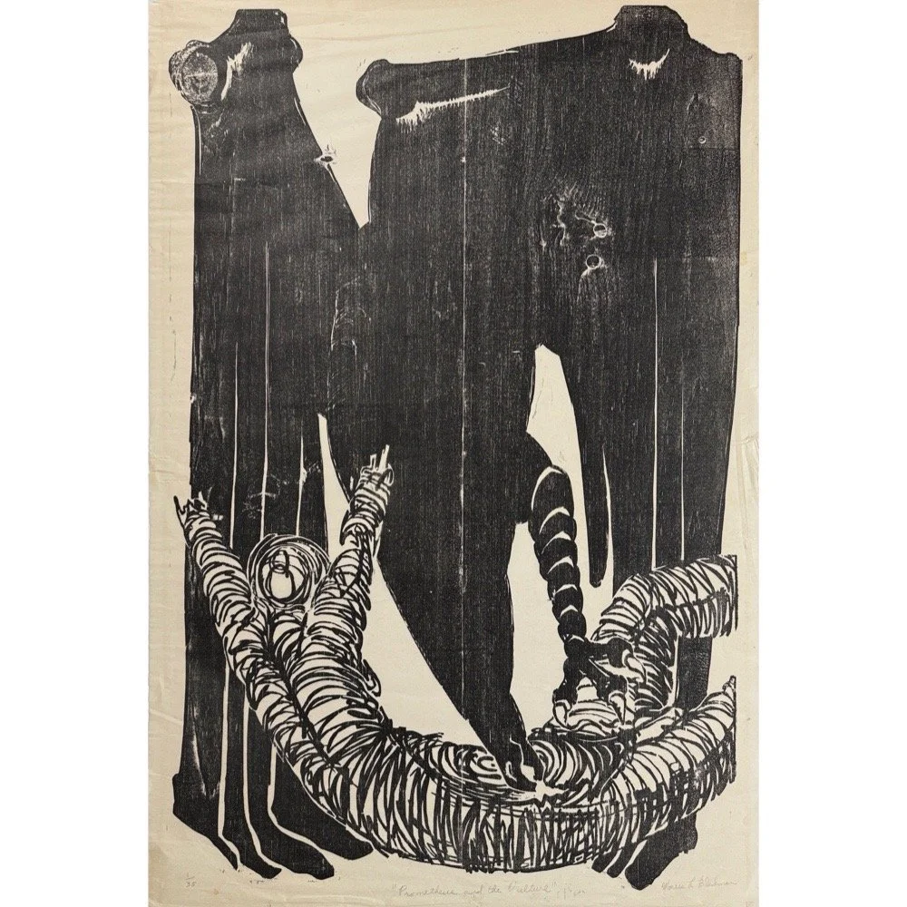 Prometheus and the Vulture 1958 woodcut by Morris L. Blackman American artist