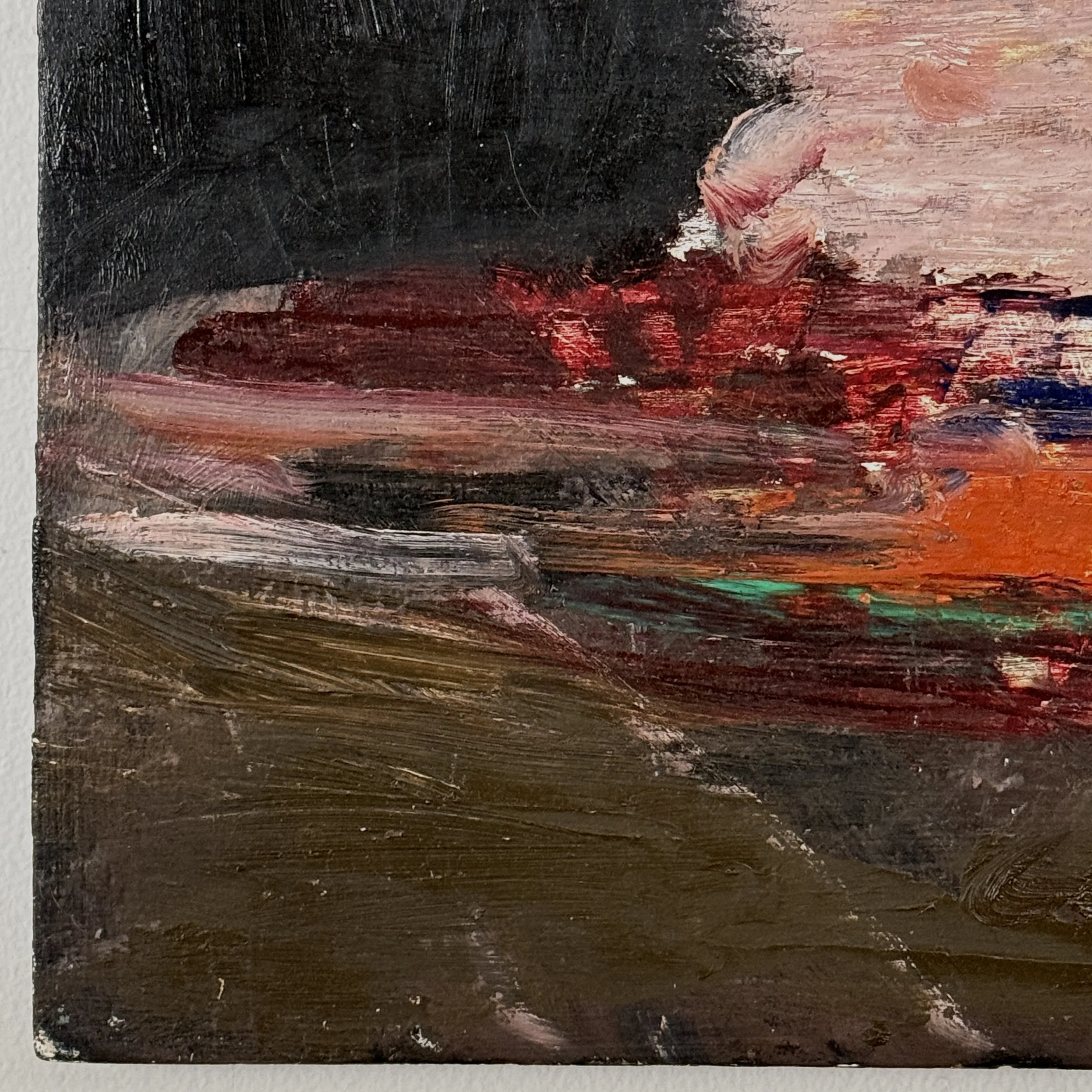 Norman Rubington abstract expressionist portrait, oil on board, heavy impasto