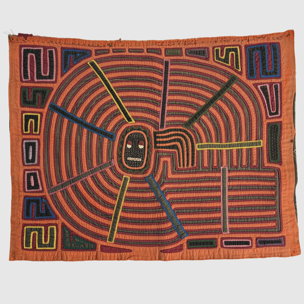 Vintage Guna Mola Panel with Abstract Radiating Pattern & Spirit