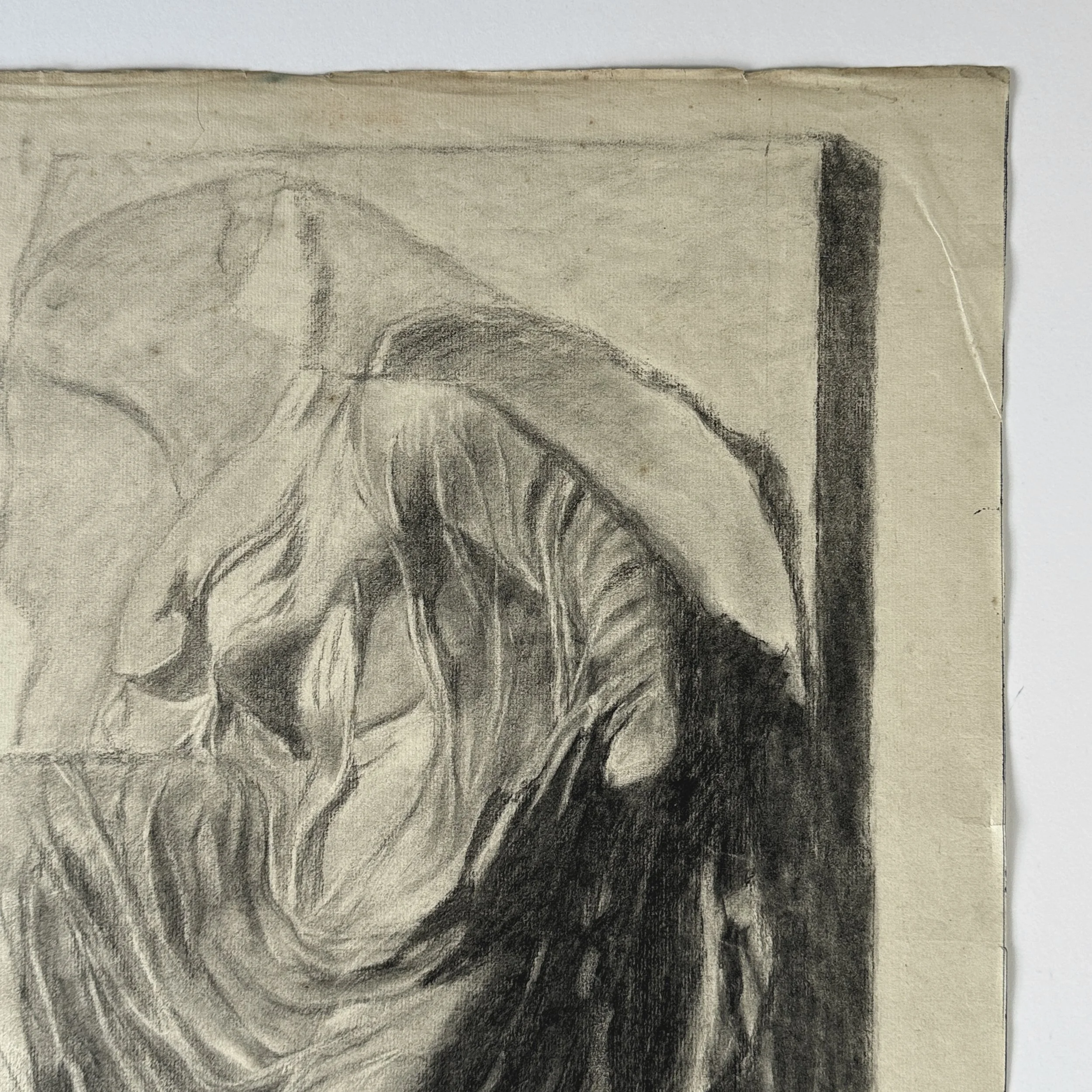 Antique French drawing depicting Nike adjusting her sandal