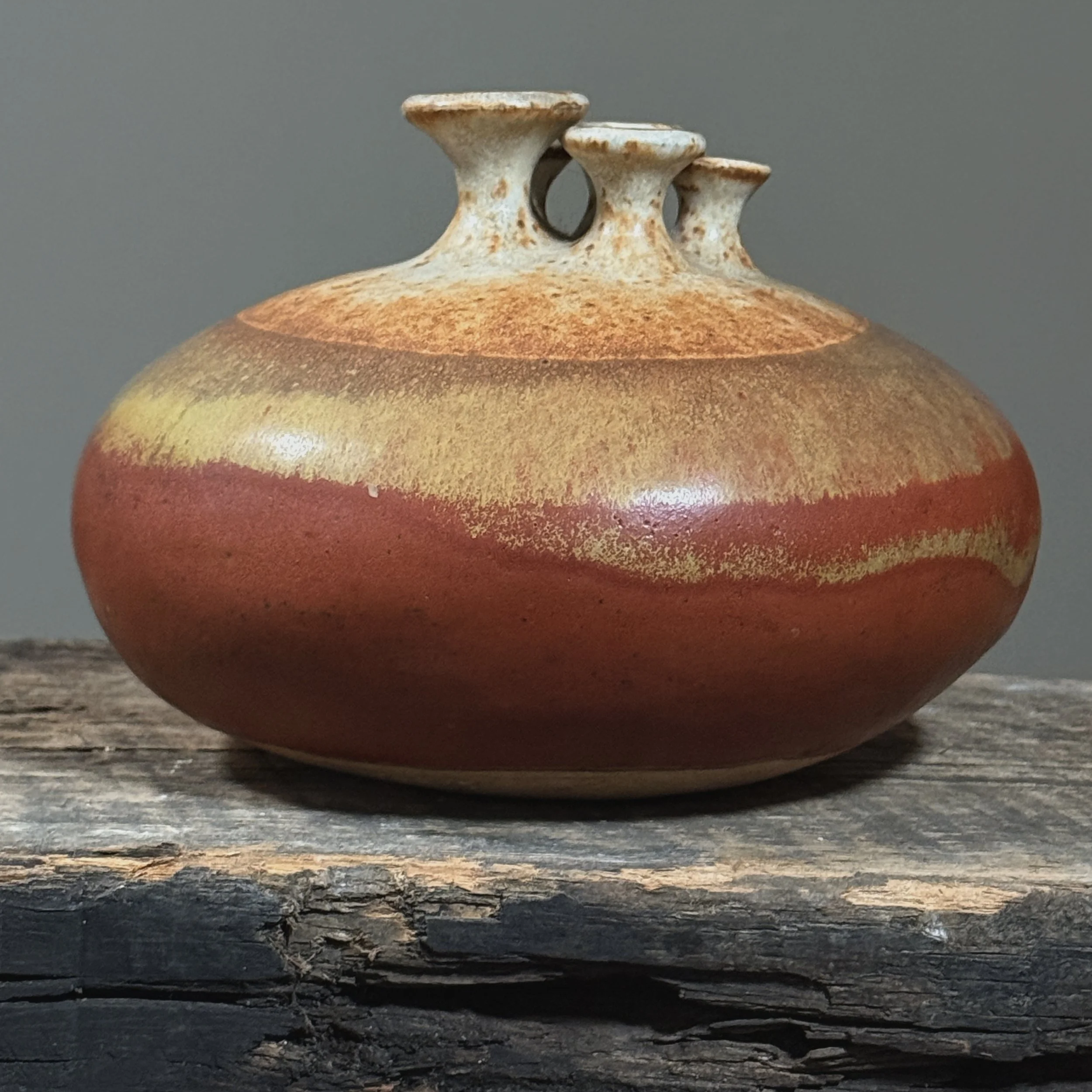 Side view of wood-fired sculptural ceramic by Parks