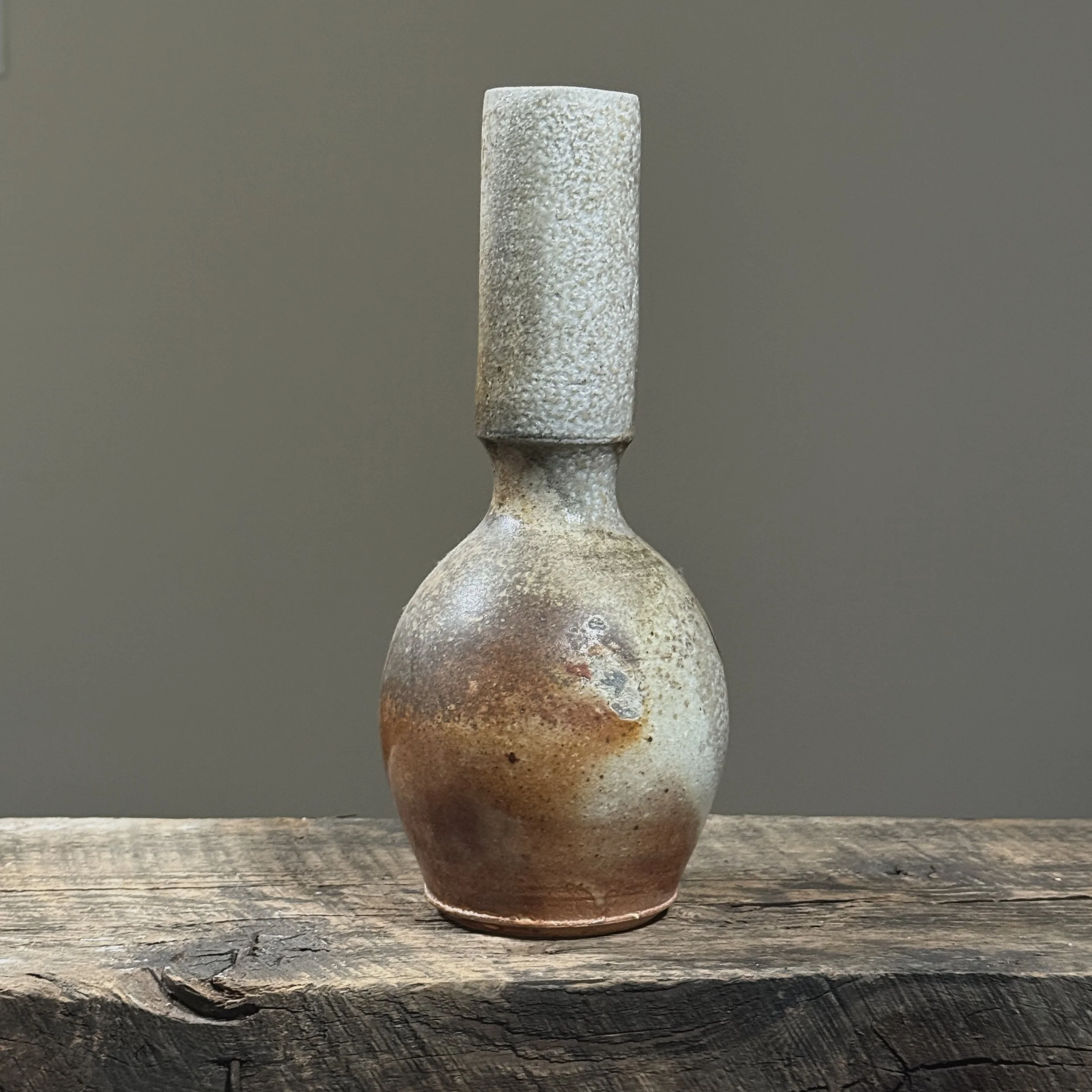 Mid-century studio pottery vase in grey and brown tones