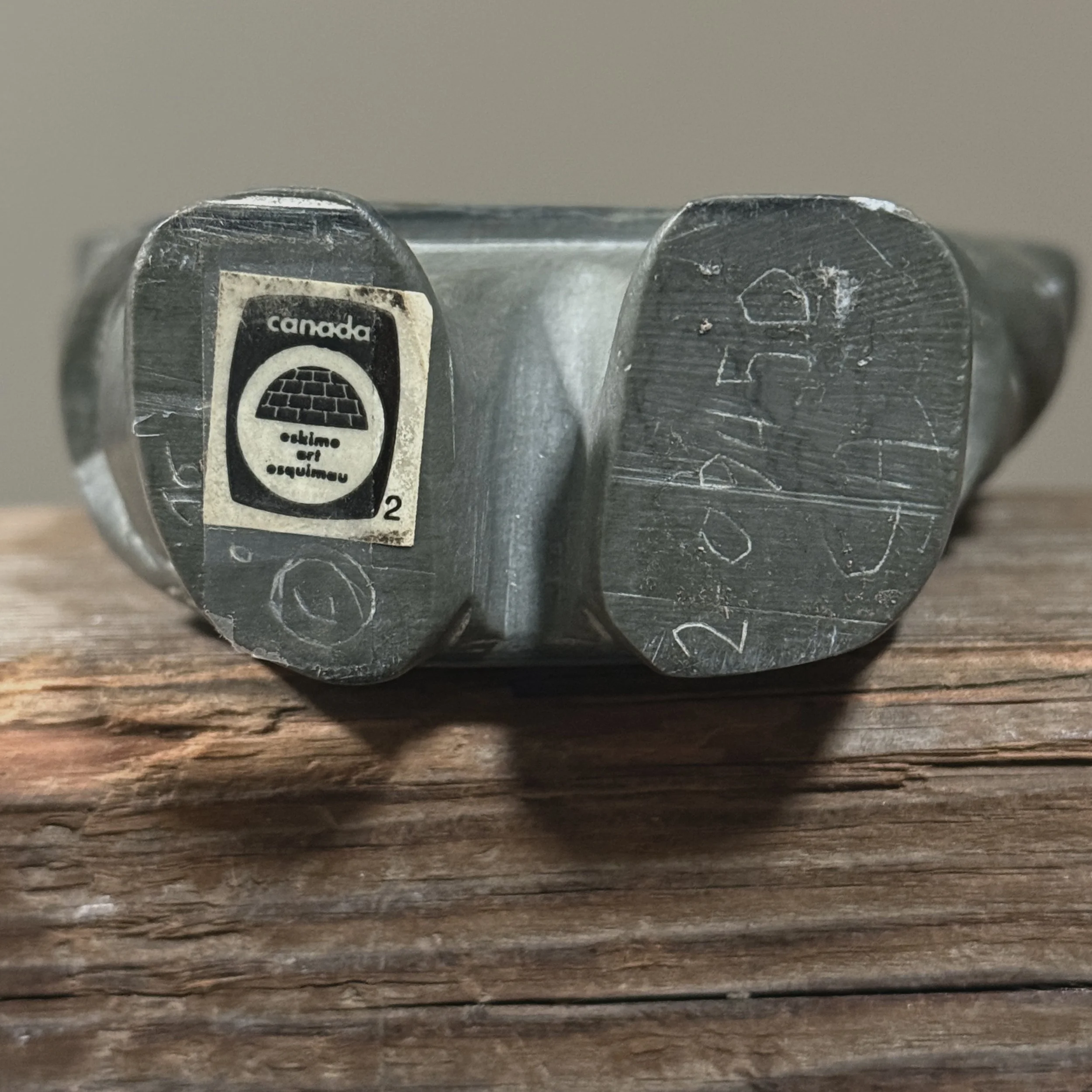 Original Canadian Eskimo label on Inuit stone sculpture