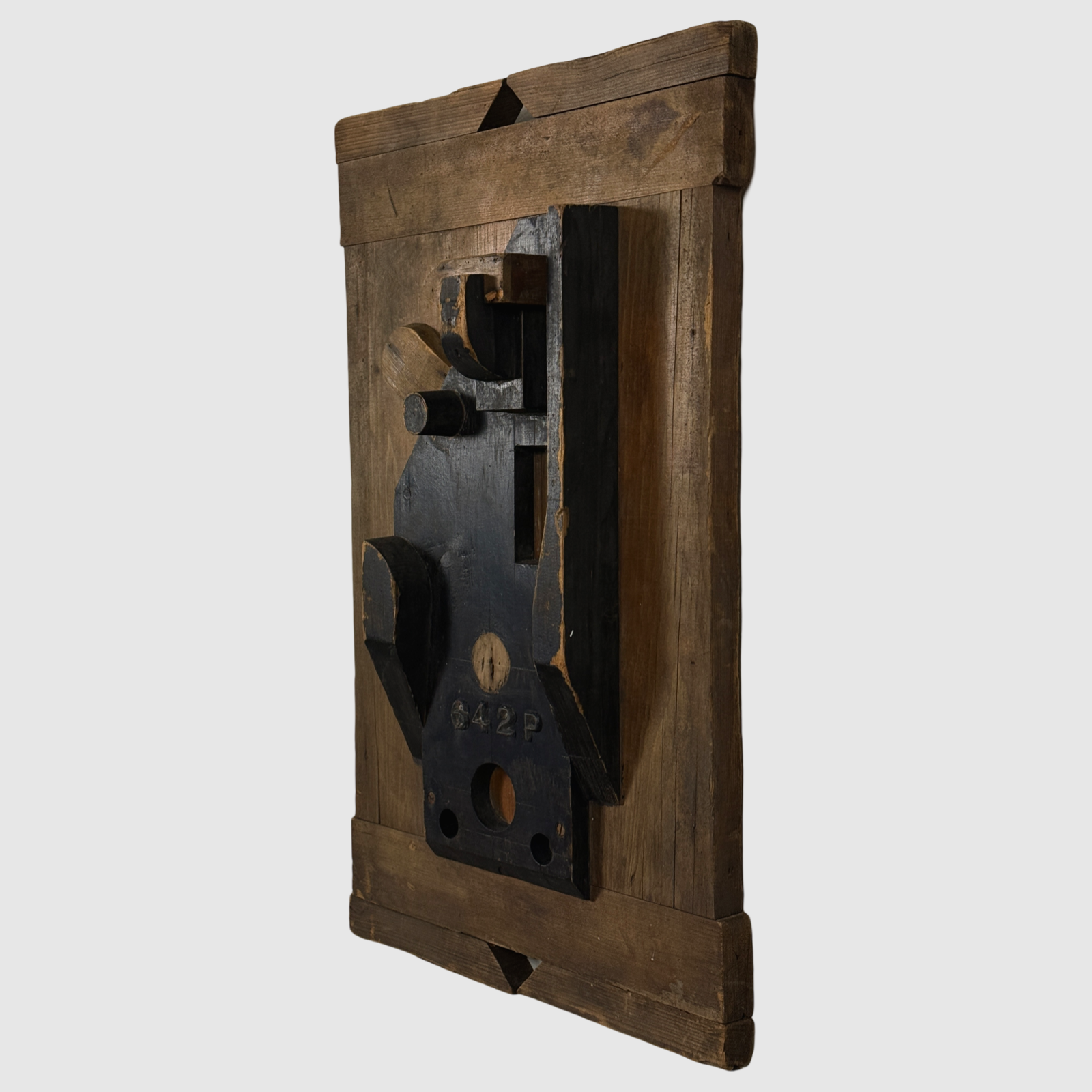 Side view of found art assmeblage