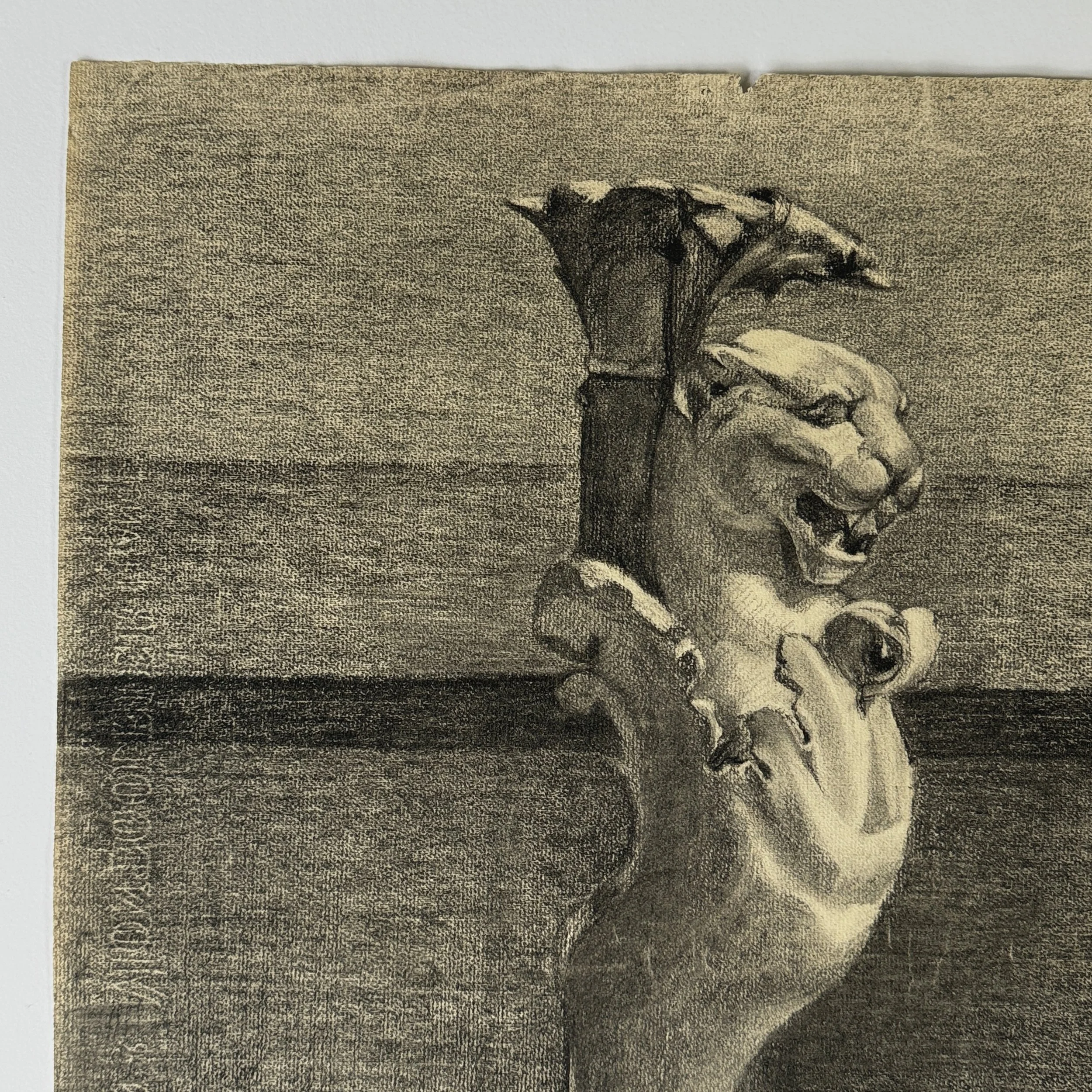 Neoclassical study of Roman decorative sculpture in charcoal