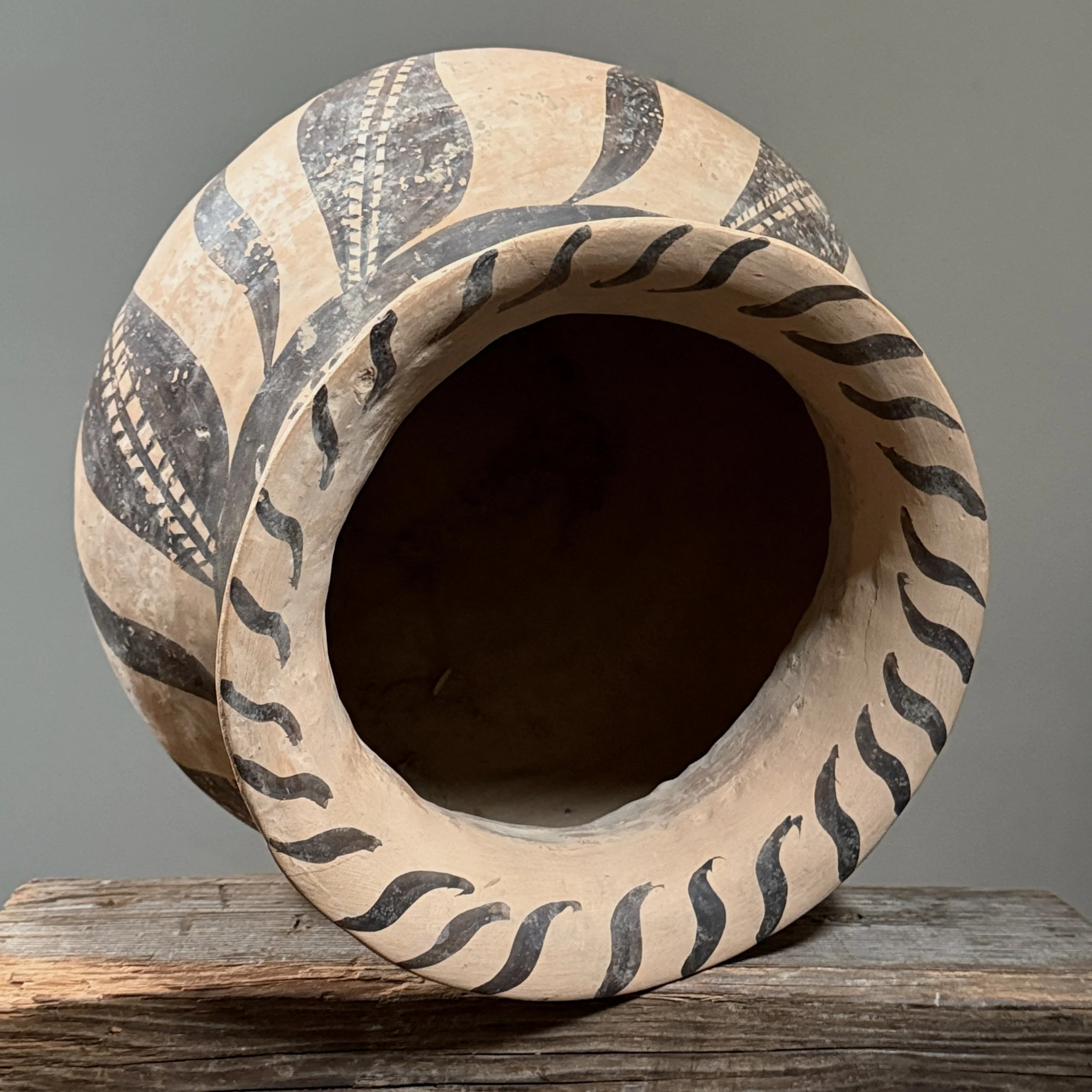 Interior view of the vessel showing soil remnants