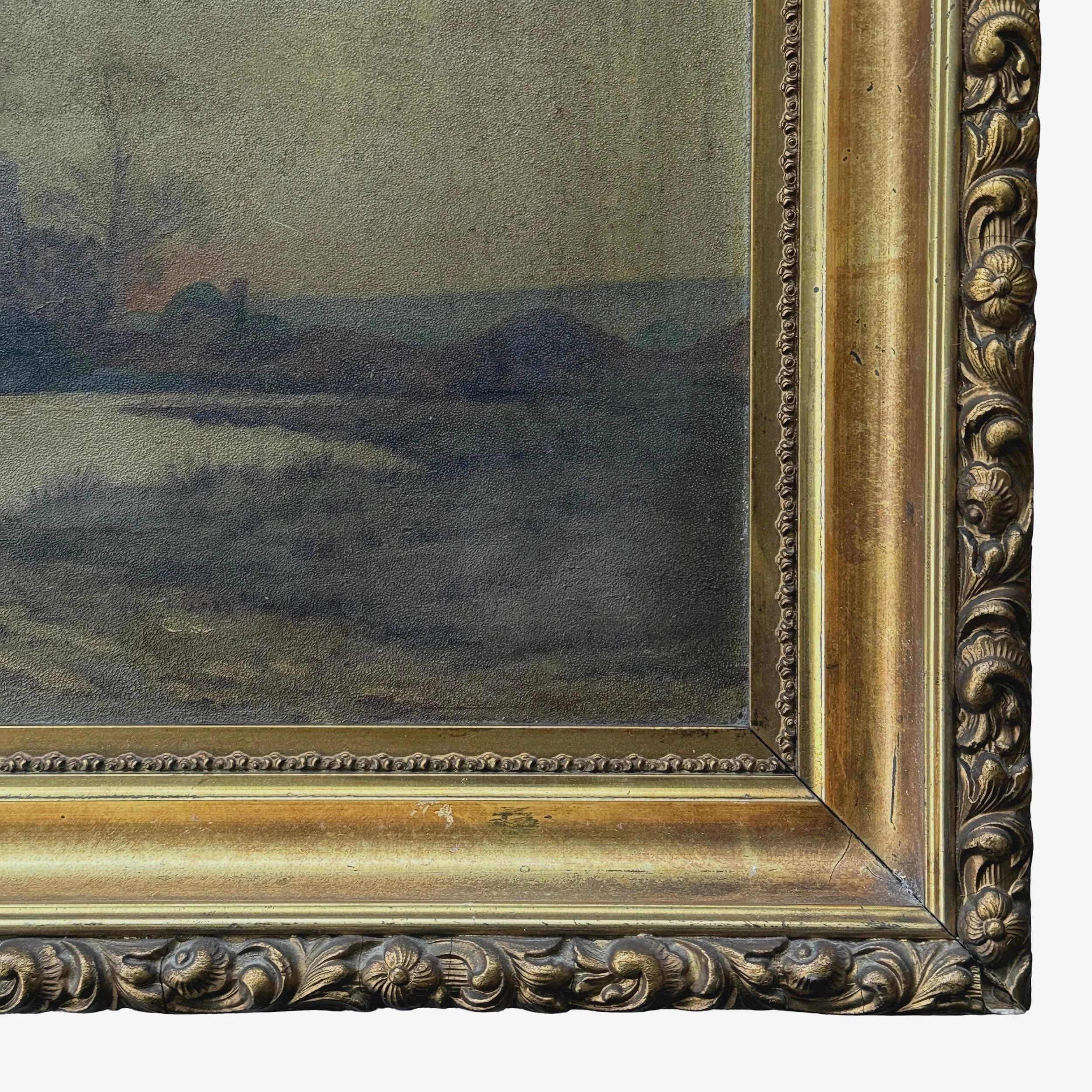 Detail of the lower right corner where the sun sits just below the horizon