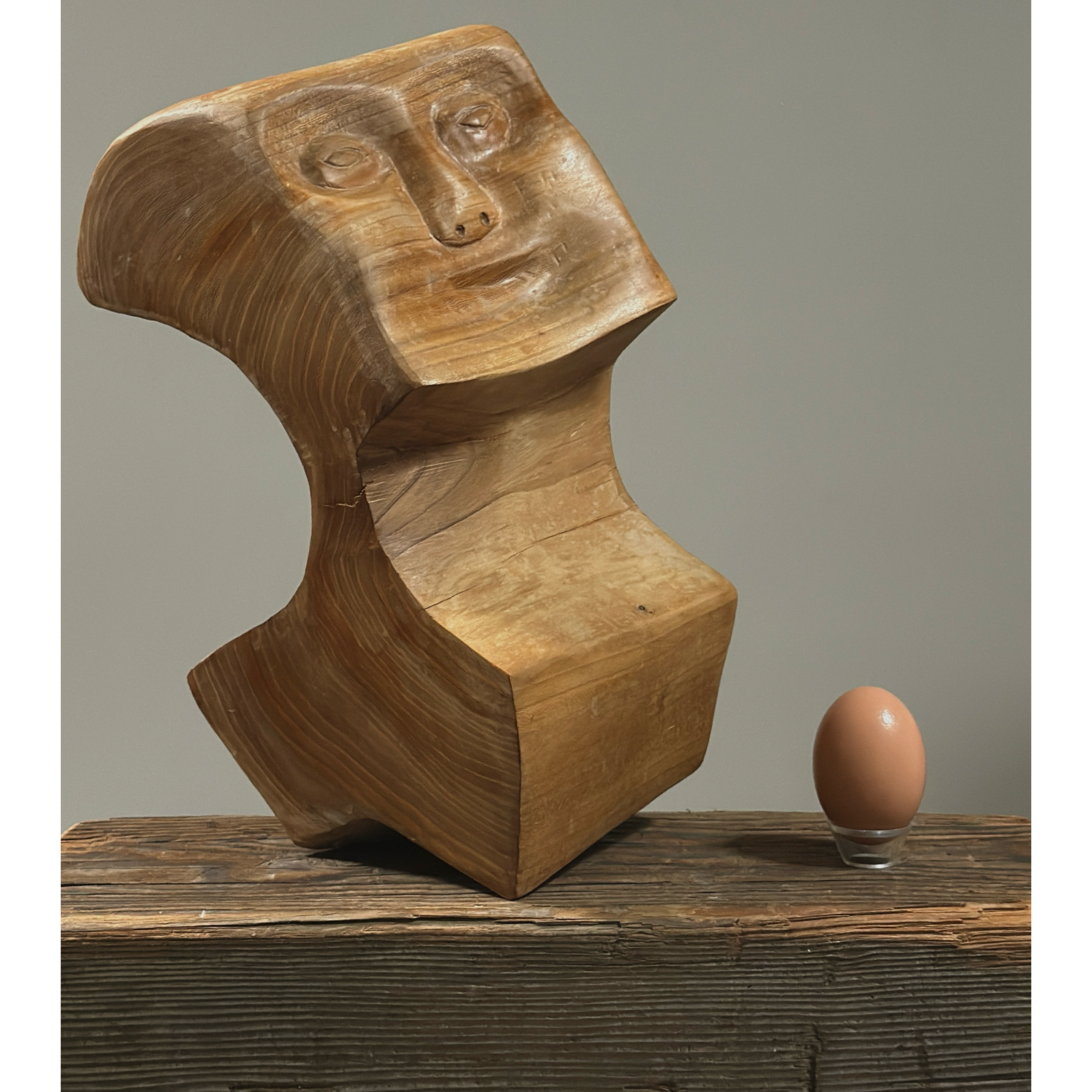 Sculpture with egg for size reference.