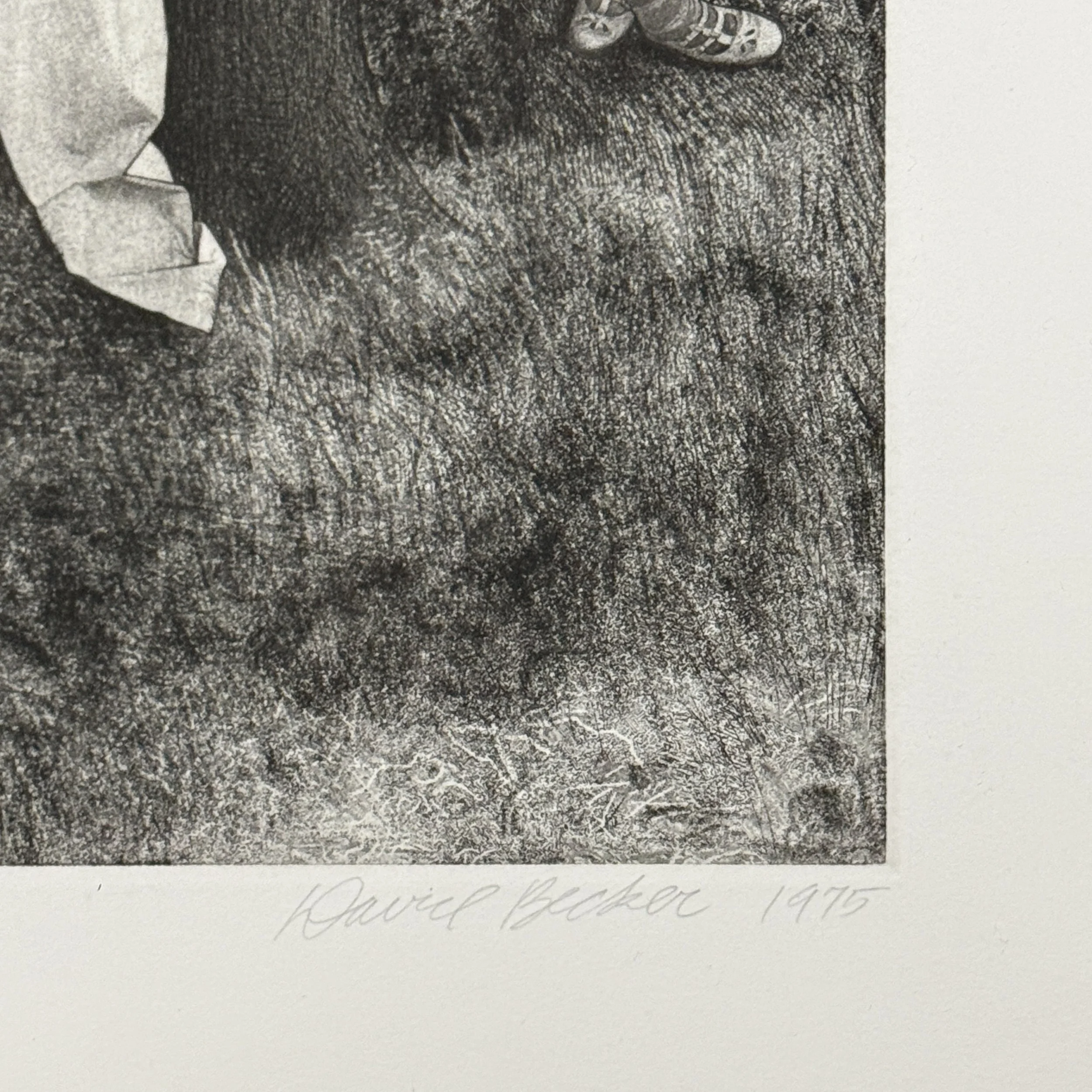 Close-up of Becker's pencil signature and date "1975" in the lower right margin of the print.