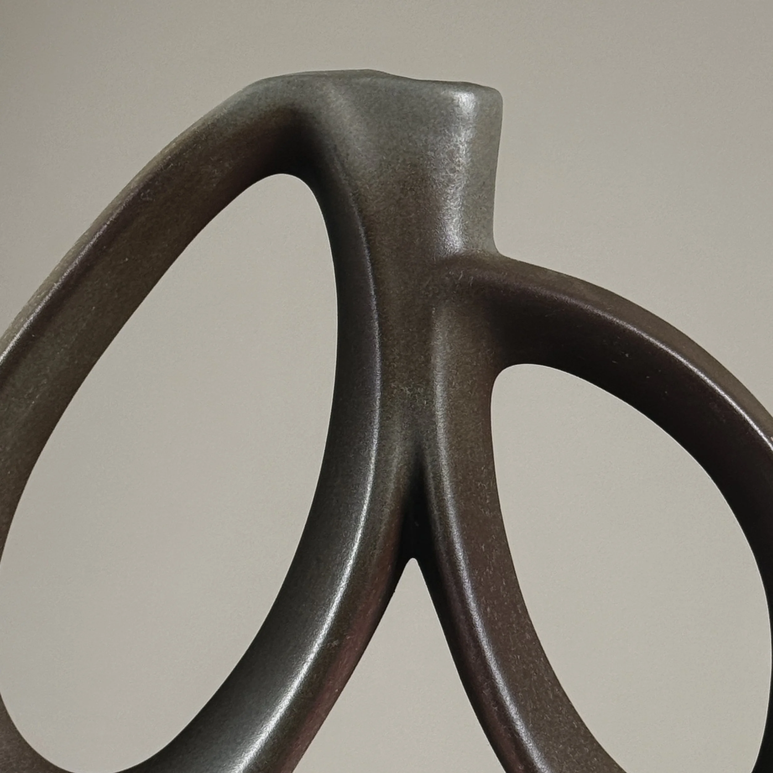 Vintage Japanese postmodernist ikebana double loop ceramic vase
