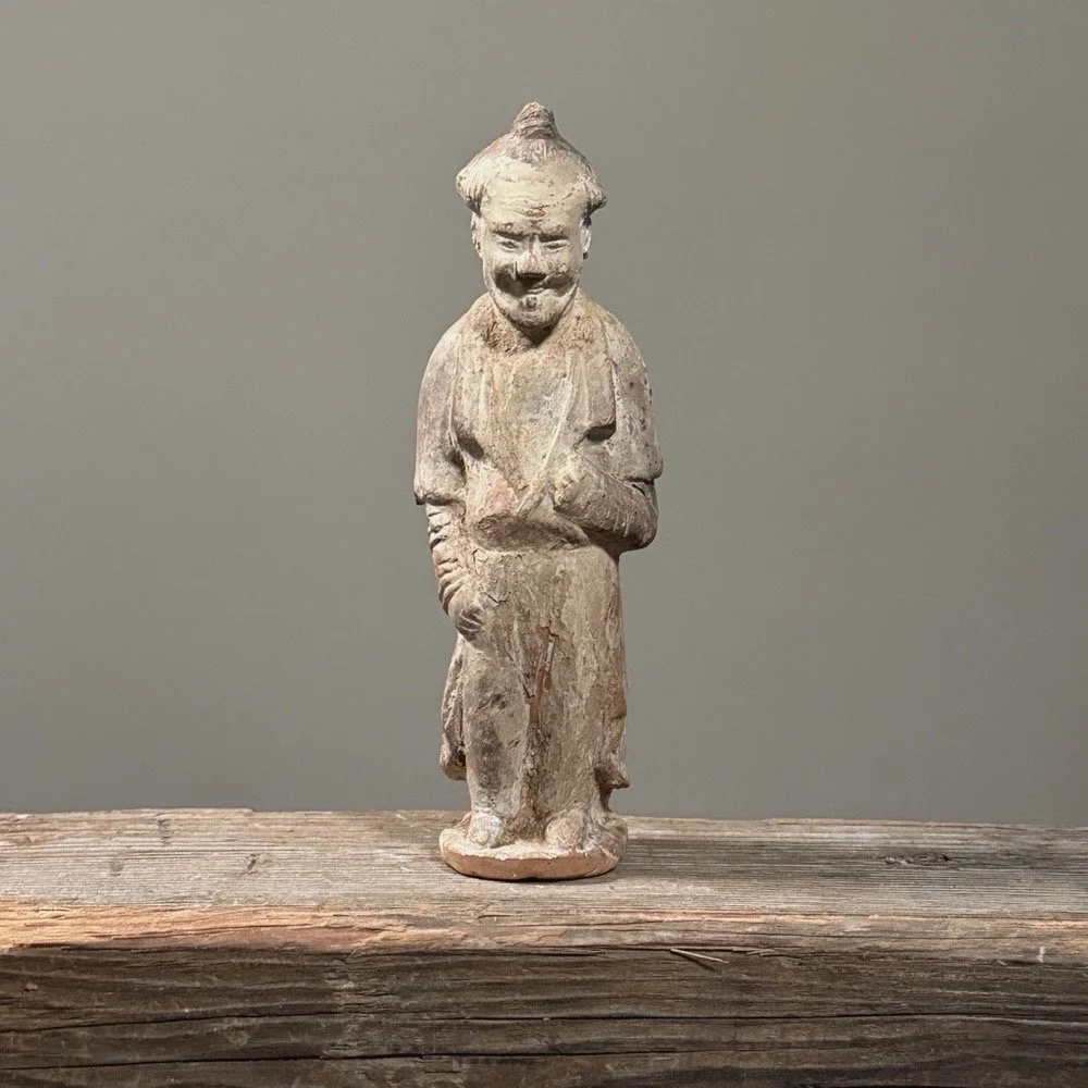 Antique Chinese Mingqi Tomb Attendant Earthenware Sculpture