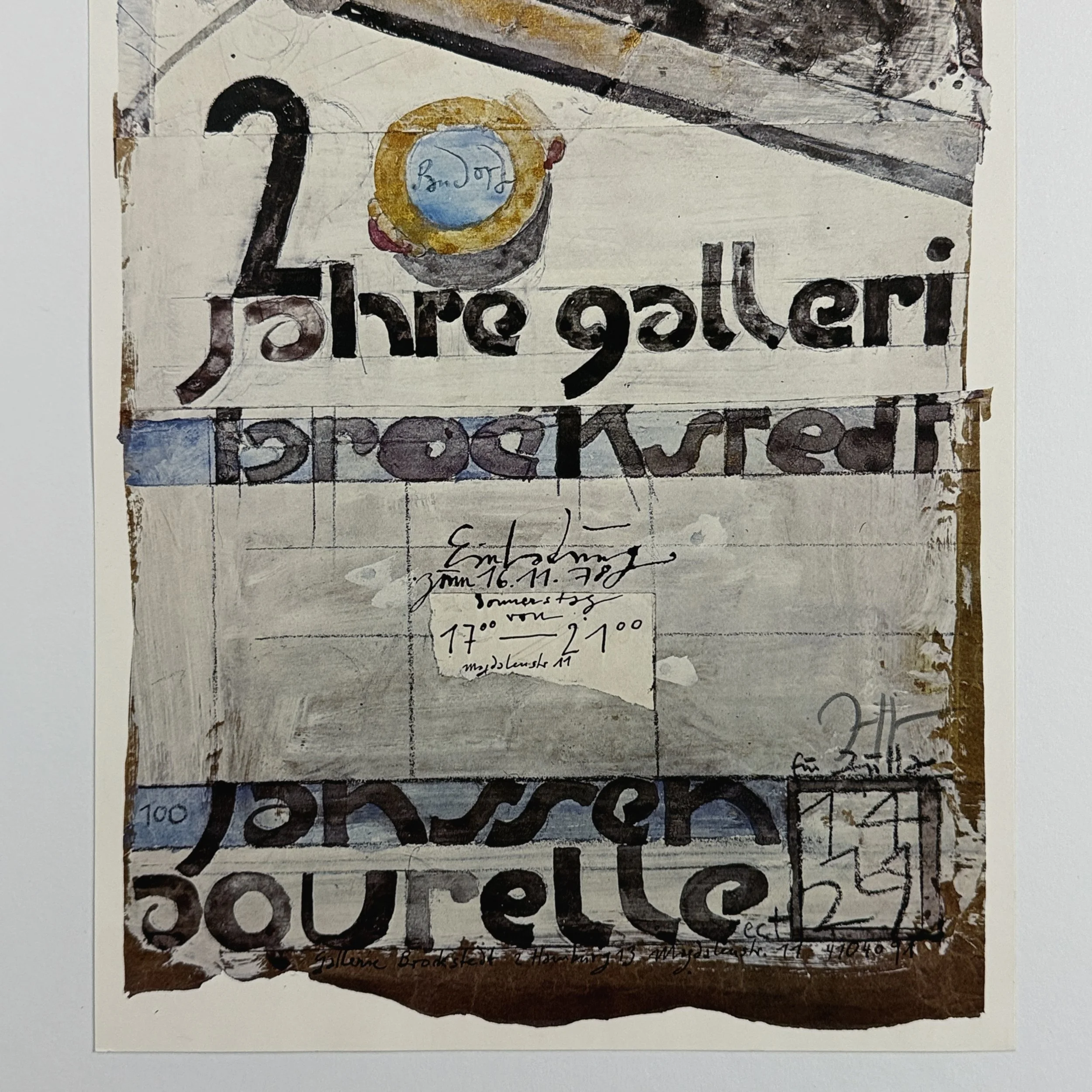 Detail of artist signature on Horst Janssen Galerie Brockstedt poster